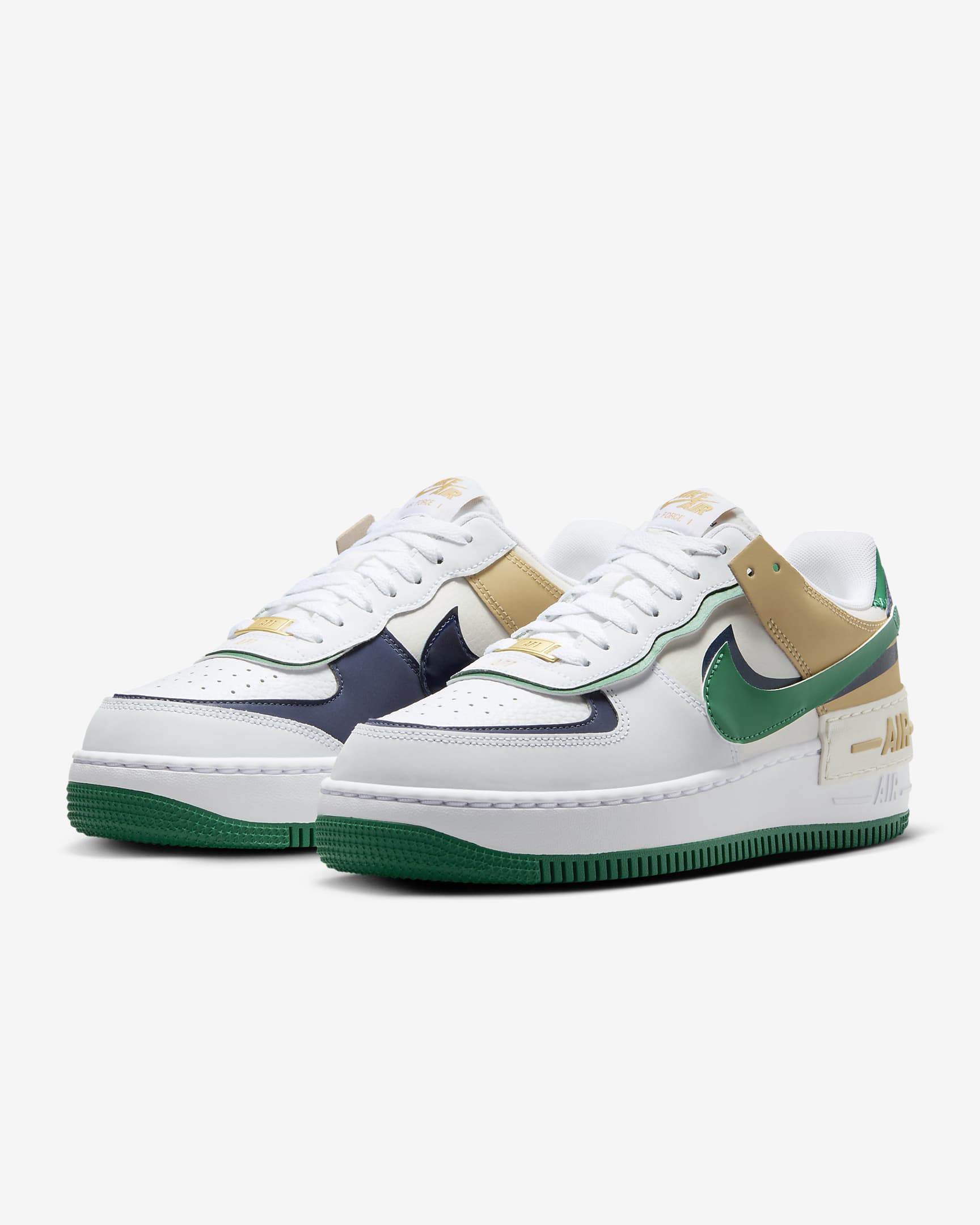 Nike Air Force 1 Shadow-sko til kvinder - hvid/Malachite/Sesame/Midnight Navy