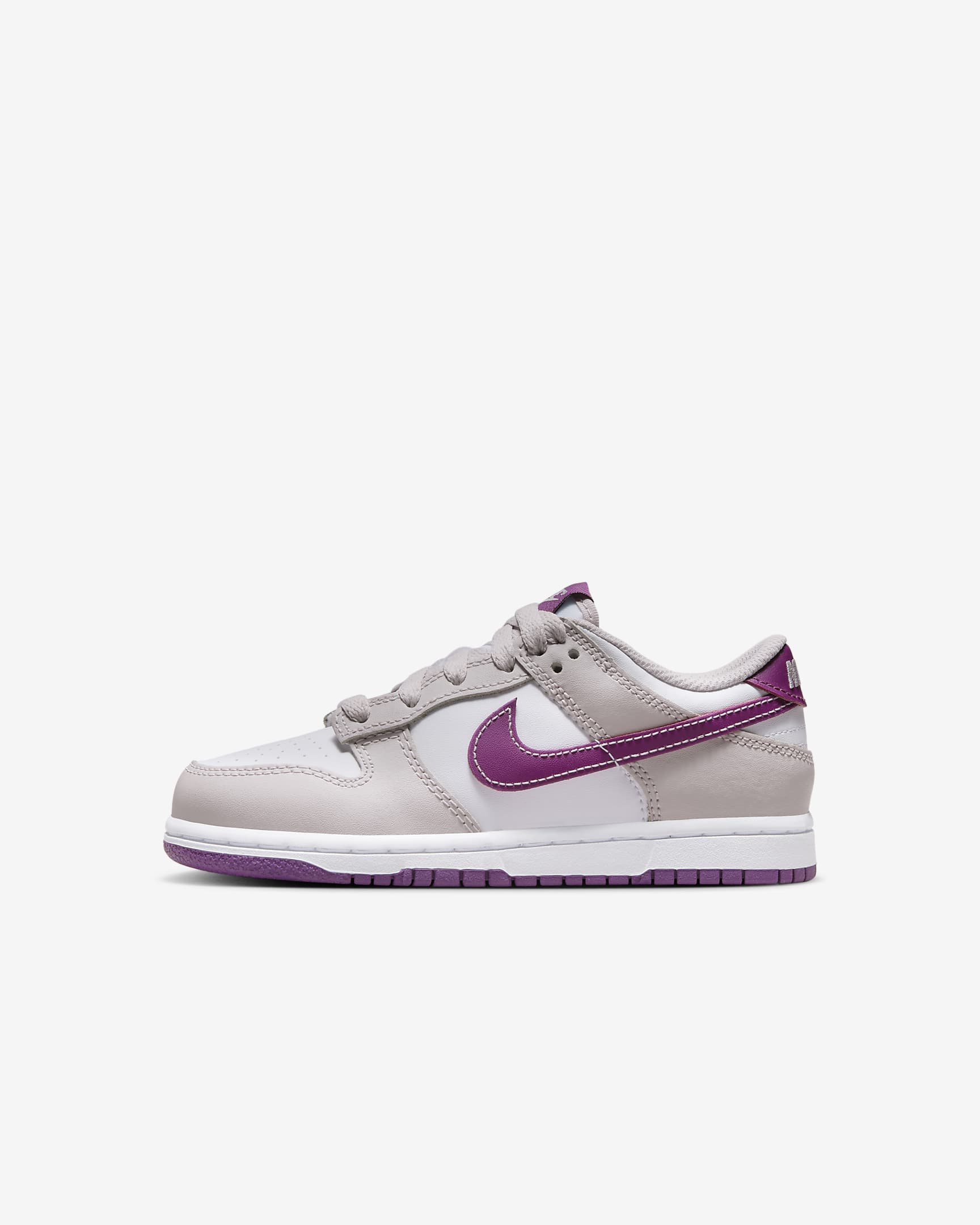 Tenis para niños de preescolar Nike Dunk Low - Blanco/Violeta platino/Violeta viotech