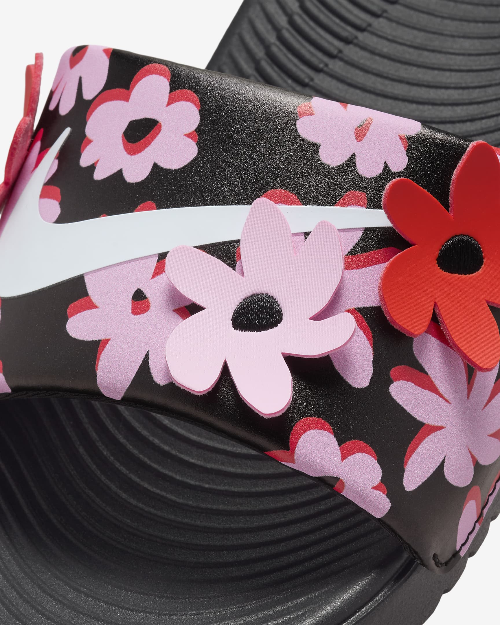 Nike Kawa SE Younger/Older Kids' Slides - Black/Pink Rise/Picante Red/White