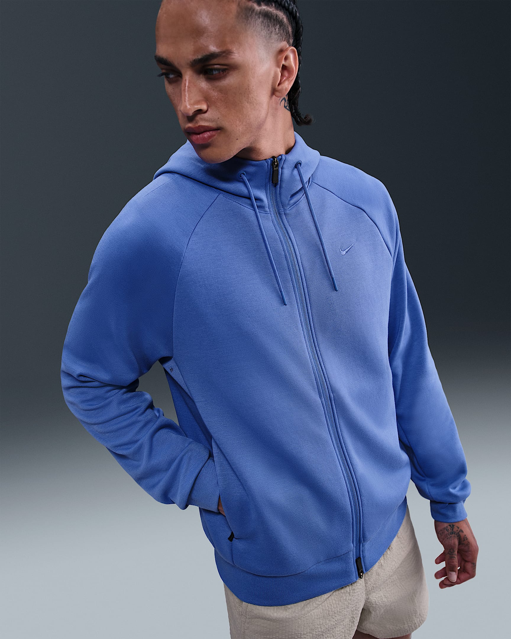 Nike Primary Fleece Men's Dri-FIT UV Full-Zip Performance Hoodie - Comet Blue/Comet Blue