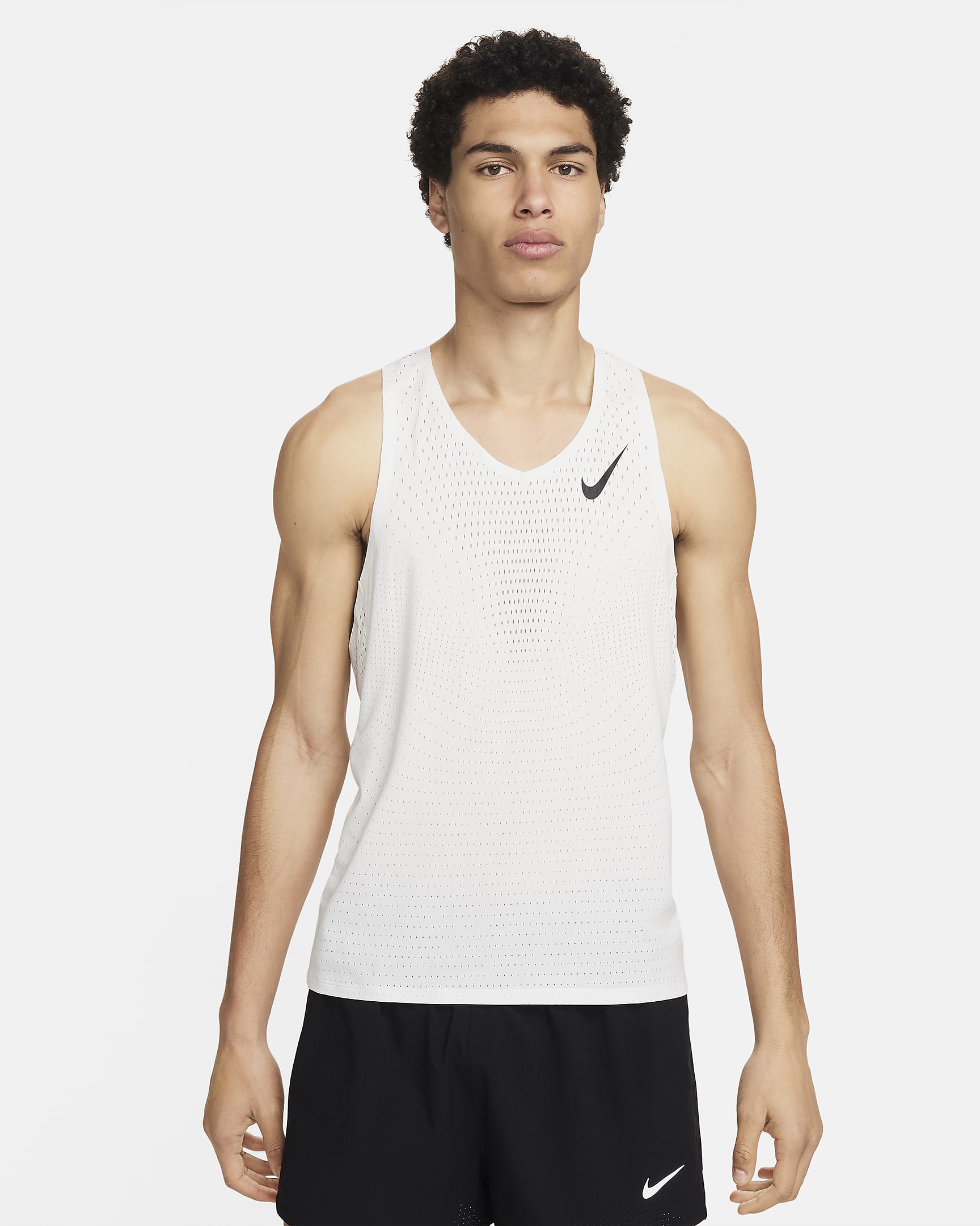 Męska koszulka bez rękawów do biegania Dri-FIT ADV Nike AeroSwift - Summit White/Czerń