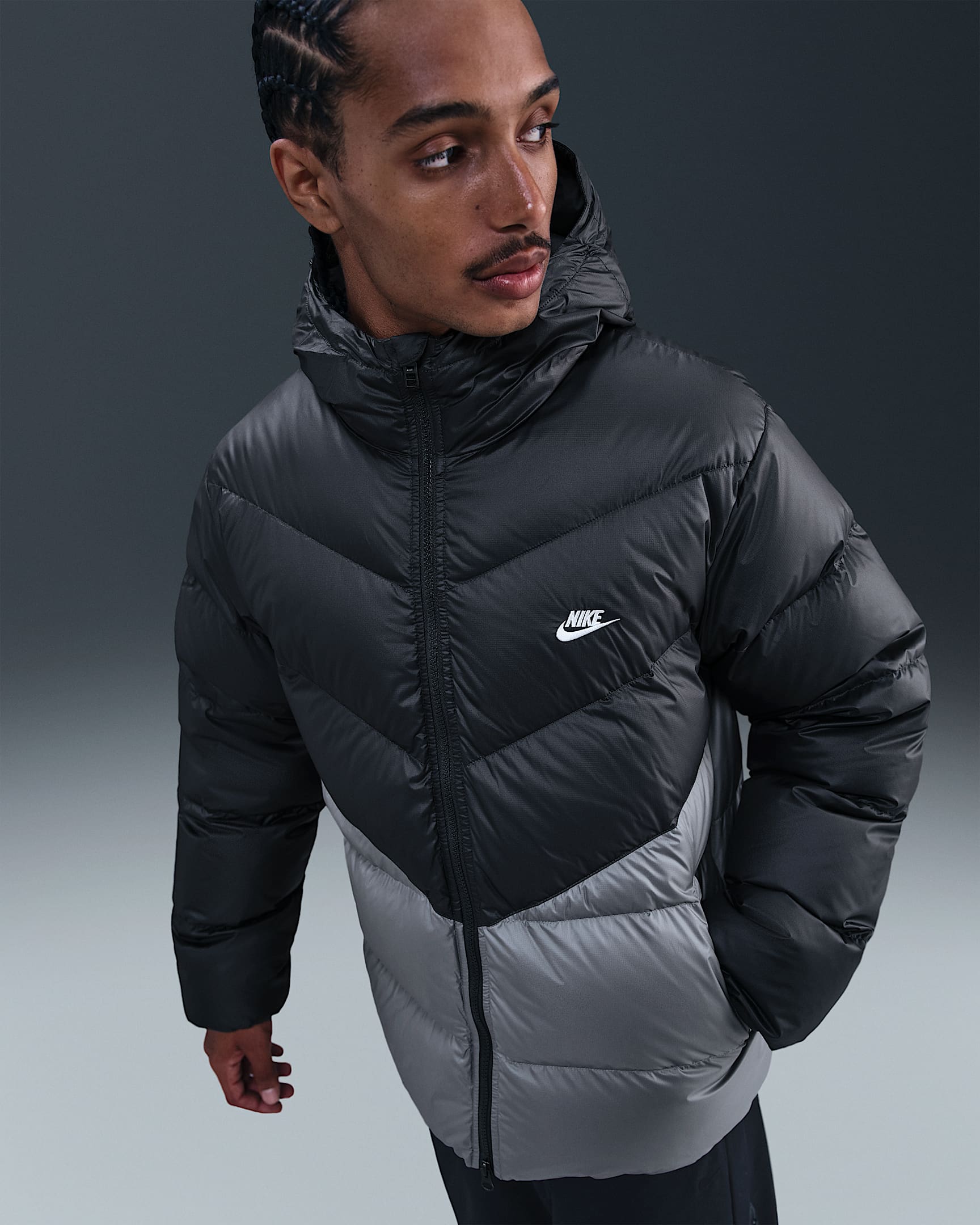 Nike Windrunner statement donsjack voor heren - Anthracite/Cool Grey/Wit