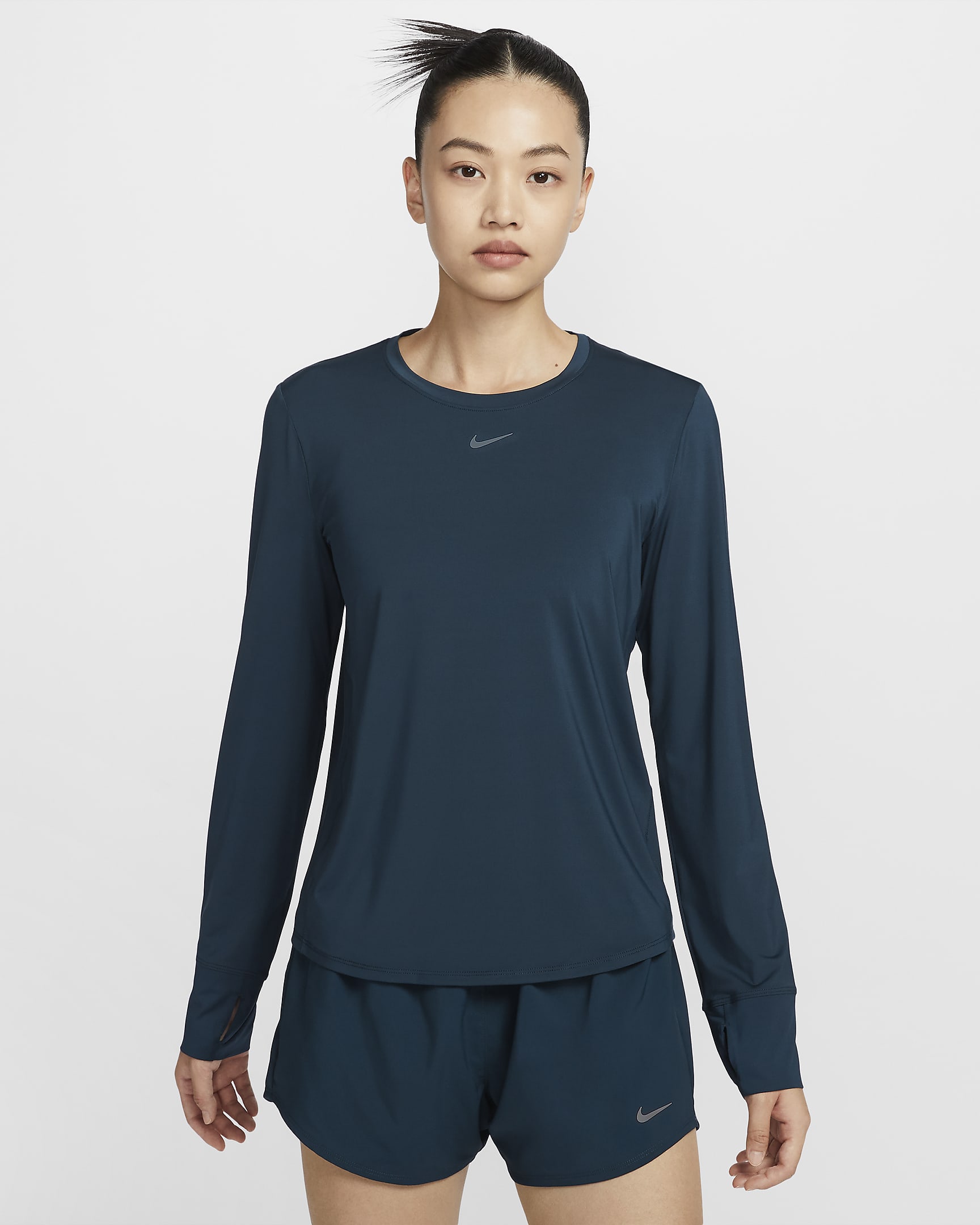 Nike One Classic 女款 Dri-FIT 長袖上衣 - Armory Navy/黑色