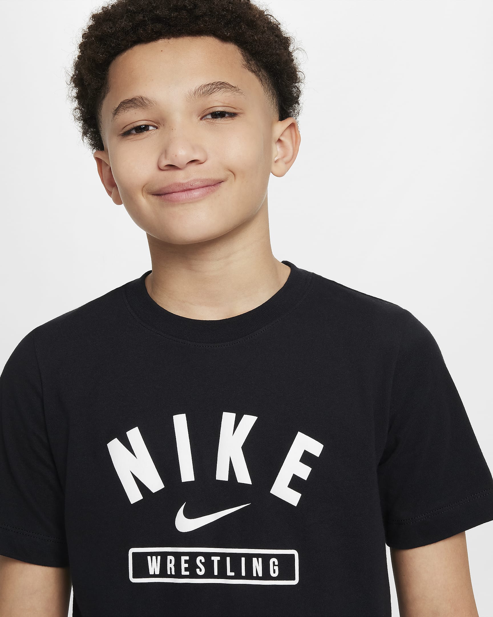 Playera de lucha para niños talla grande Nike - Negro/Blanco