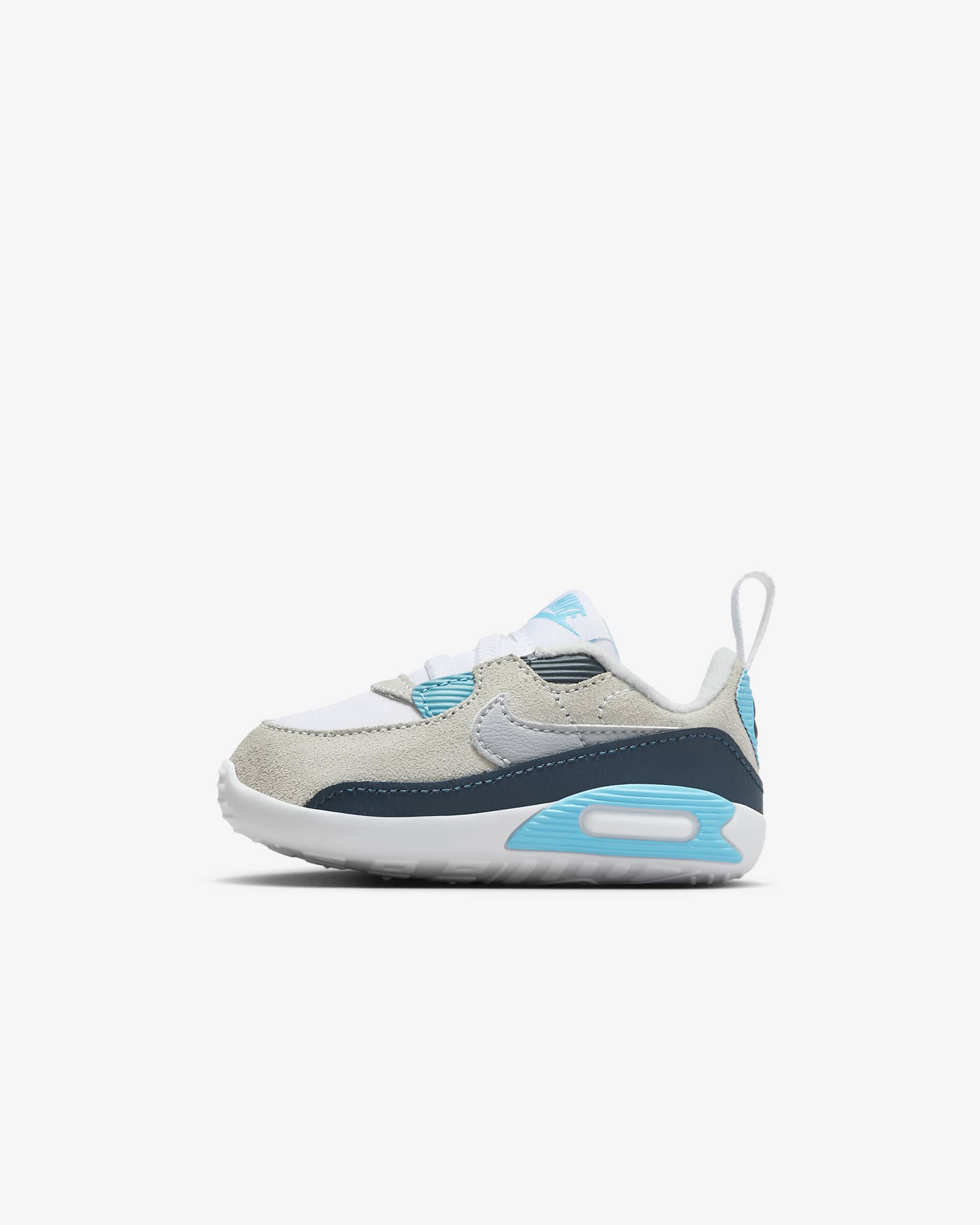 Nike Max 90 Baby Crib Booties - White/Baltic Blue/Armory Navy/Wolf Grey