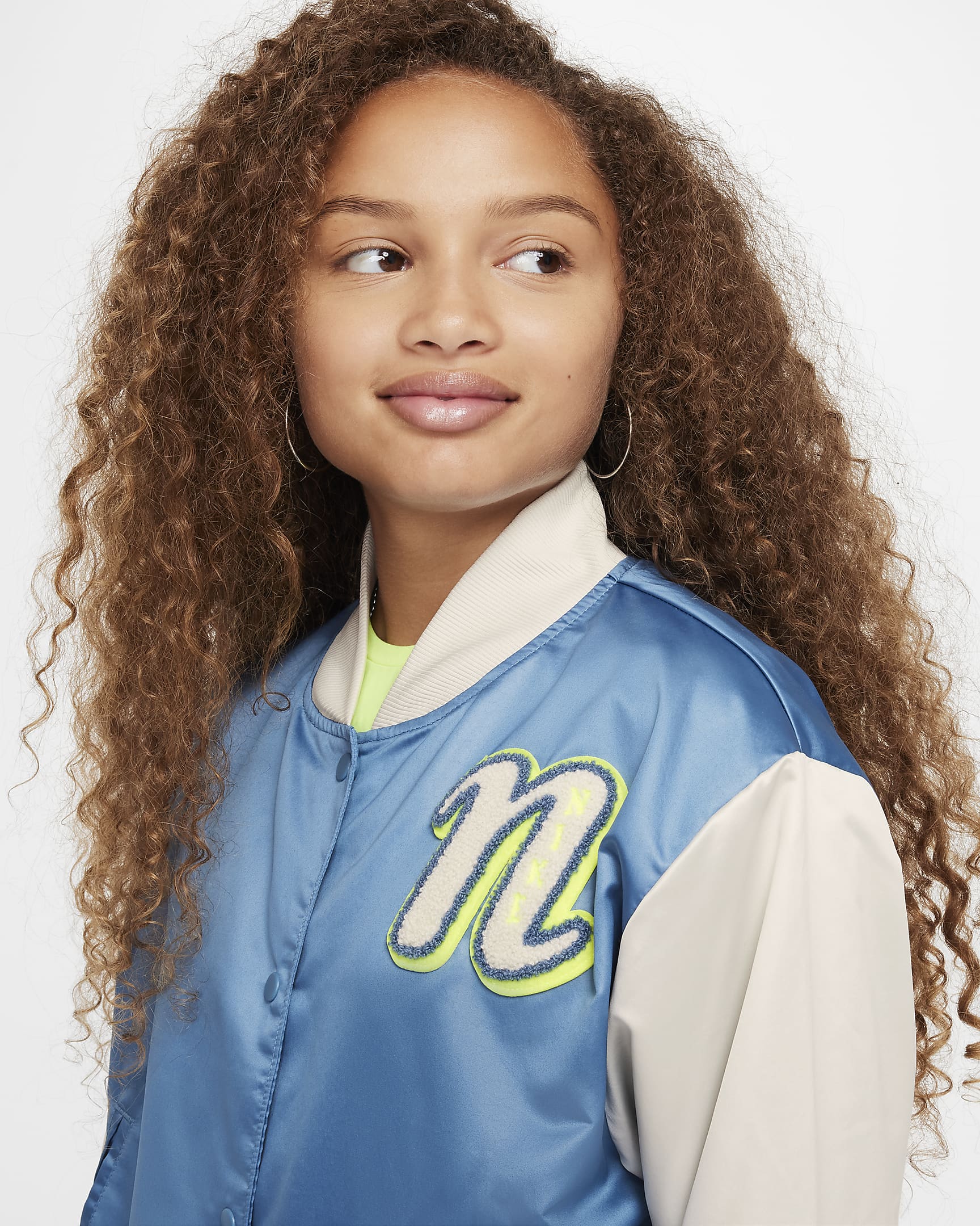 Nike Sportswear Girls' Varsity Jacket - Aegean Storm/Light Bone