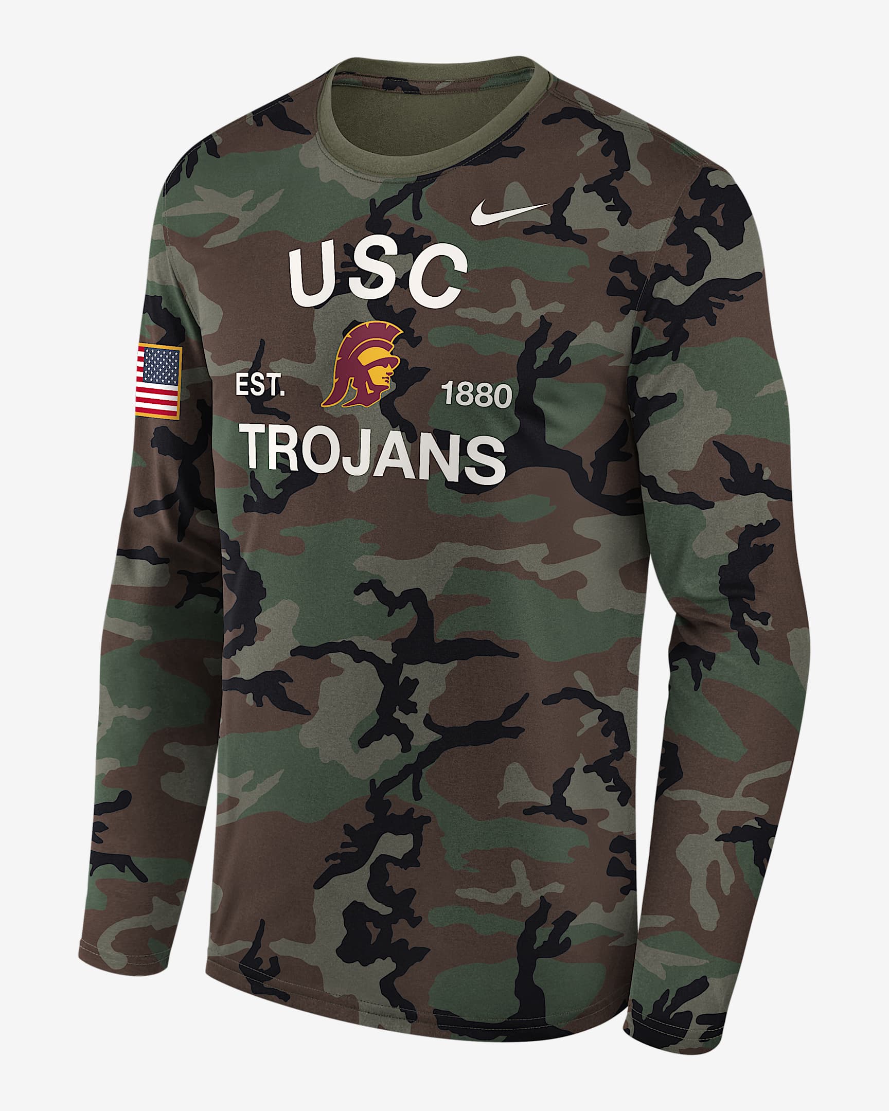 USC 2025 Military Appreciation Legend Men's Nike Dri-FIT College Long-Sleeve T-Shirt - Olive