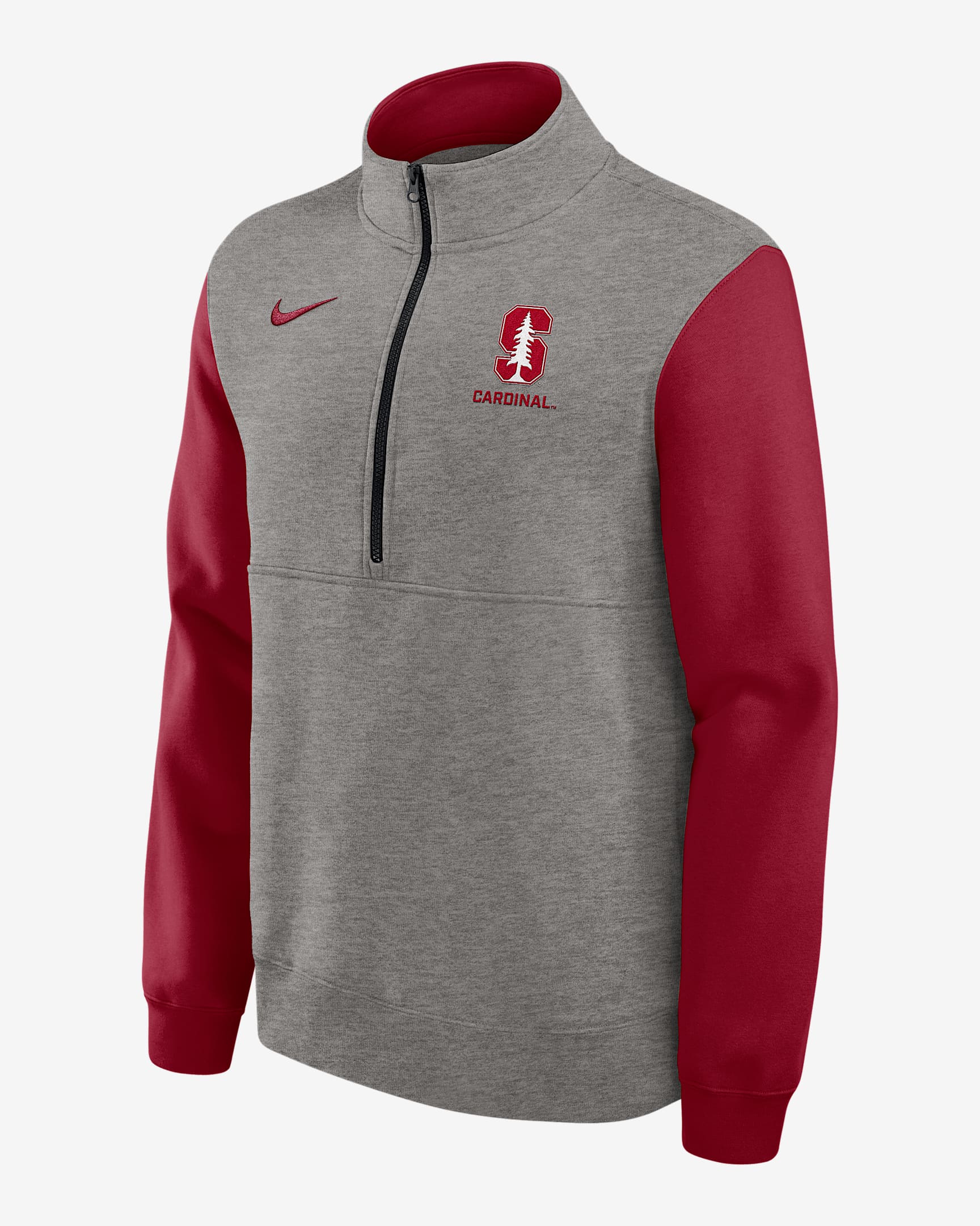 Stanford Club Men's Nike College 1/2-Zip Crew - Grey Heather