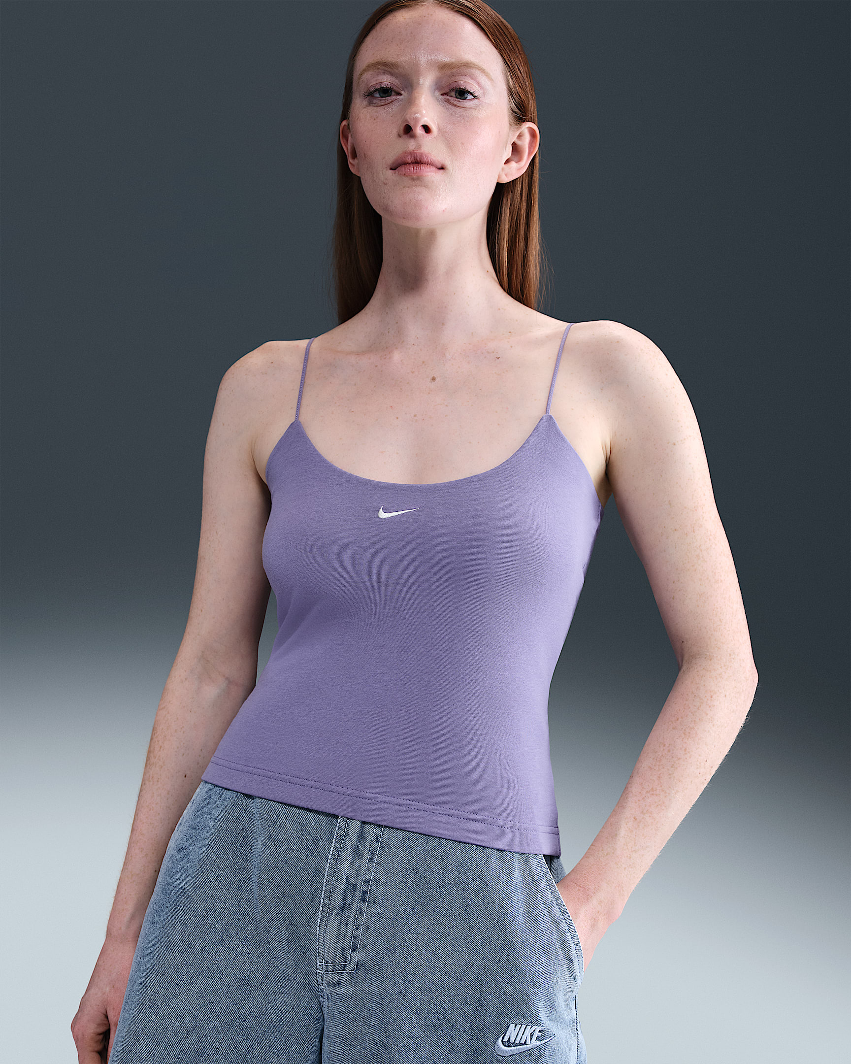 Nike Sportswear Chill Knit Women's Tight Cami Tank - Dusty Amethyst/Sail