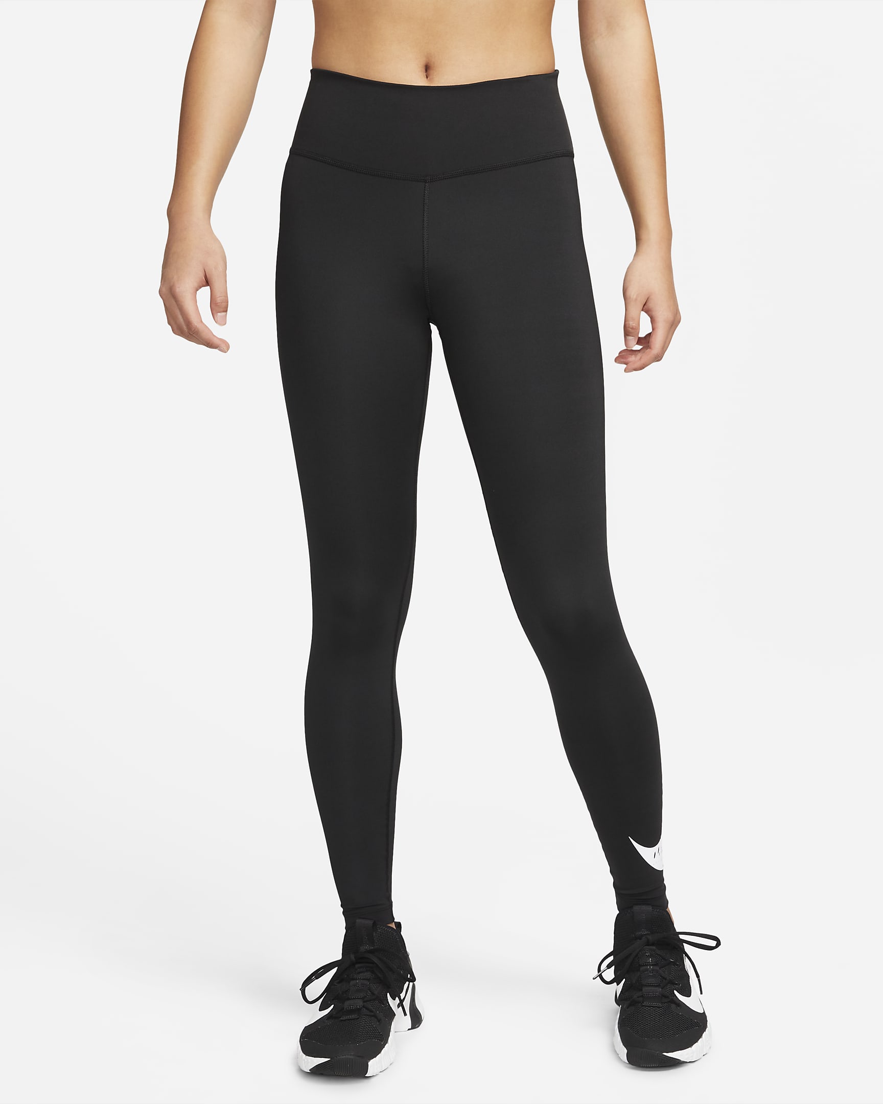 Nike Swoosh Run Women's Mid-Rise 7/8-Length Running Leggings - Black/White