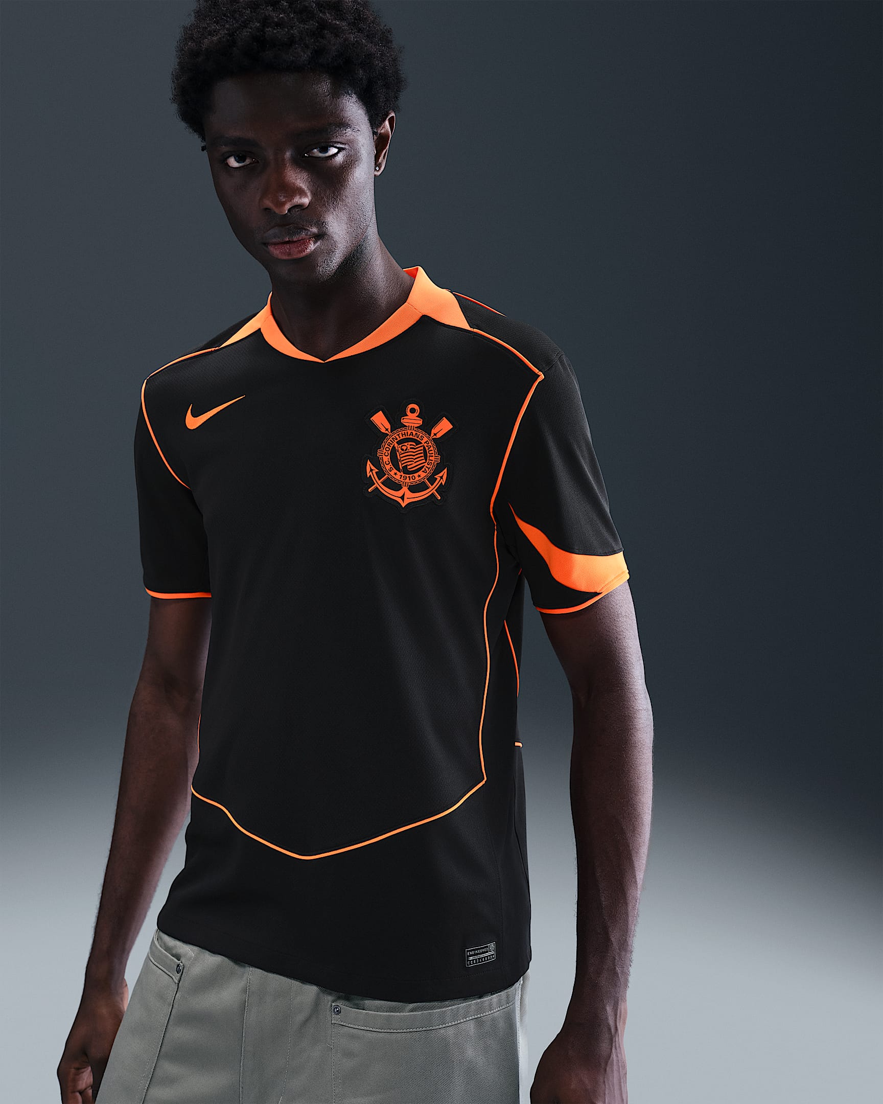 S.C. Corinthians 2025/26 Stadium (tredjedrakt) Nike Dri-FIT Total 90 Replica fotballdrakt til herre - Svart/Total Orange/Total Orange