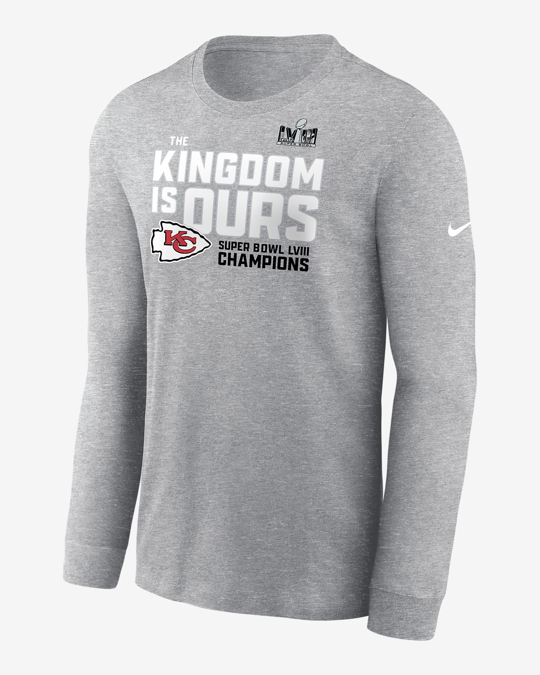 Kansas City Chiefs Super Bowl LVIII Champions Local Men's Nike NFL Long-Sleeve T-Shirt - Dark Grey Heather