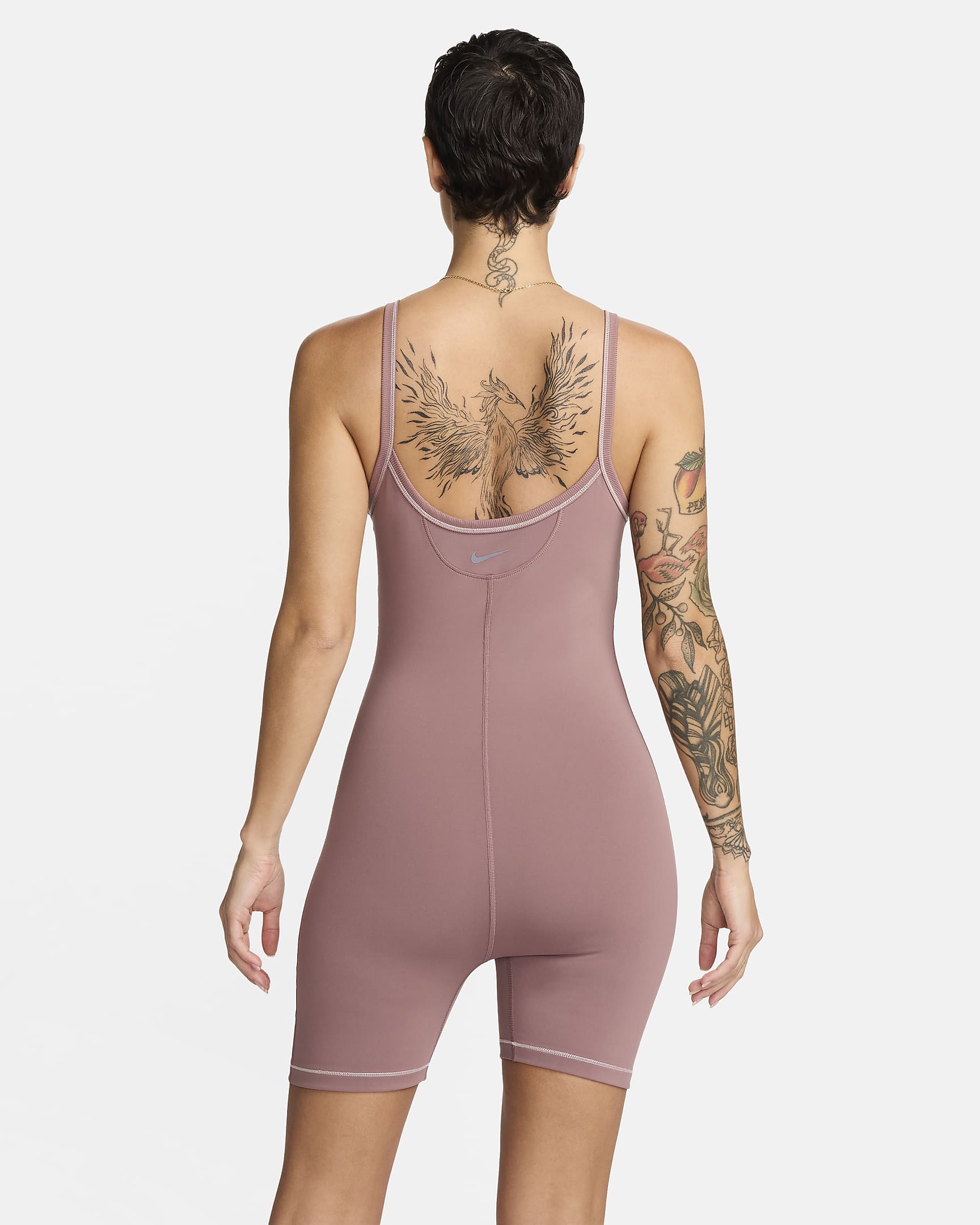 Nike One Women's Dri-FIT Short Bodysuit - Smokey Mauve/Platinum Violet/White