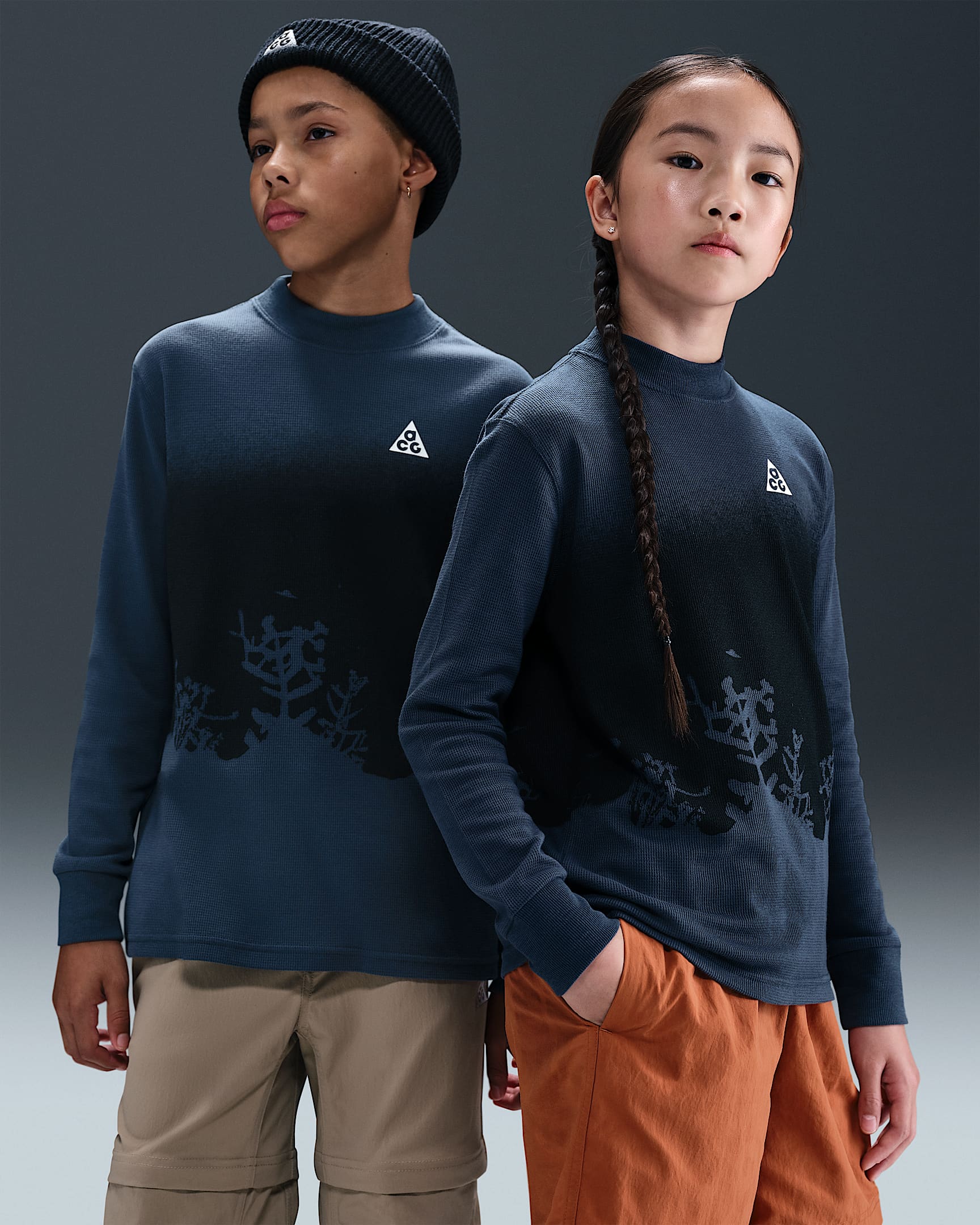 Nike ACG Langarmoberteil mit Waffelmuster für ältere Kinder - Thunder Blue/Summit White