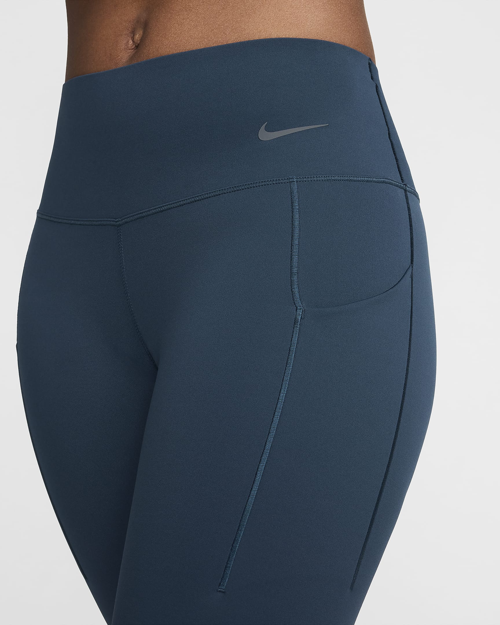 Legging long taille mi-haute à maintien normal avec poches Nike Universa pour femme - Armory Navy/Noir