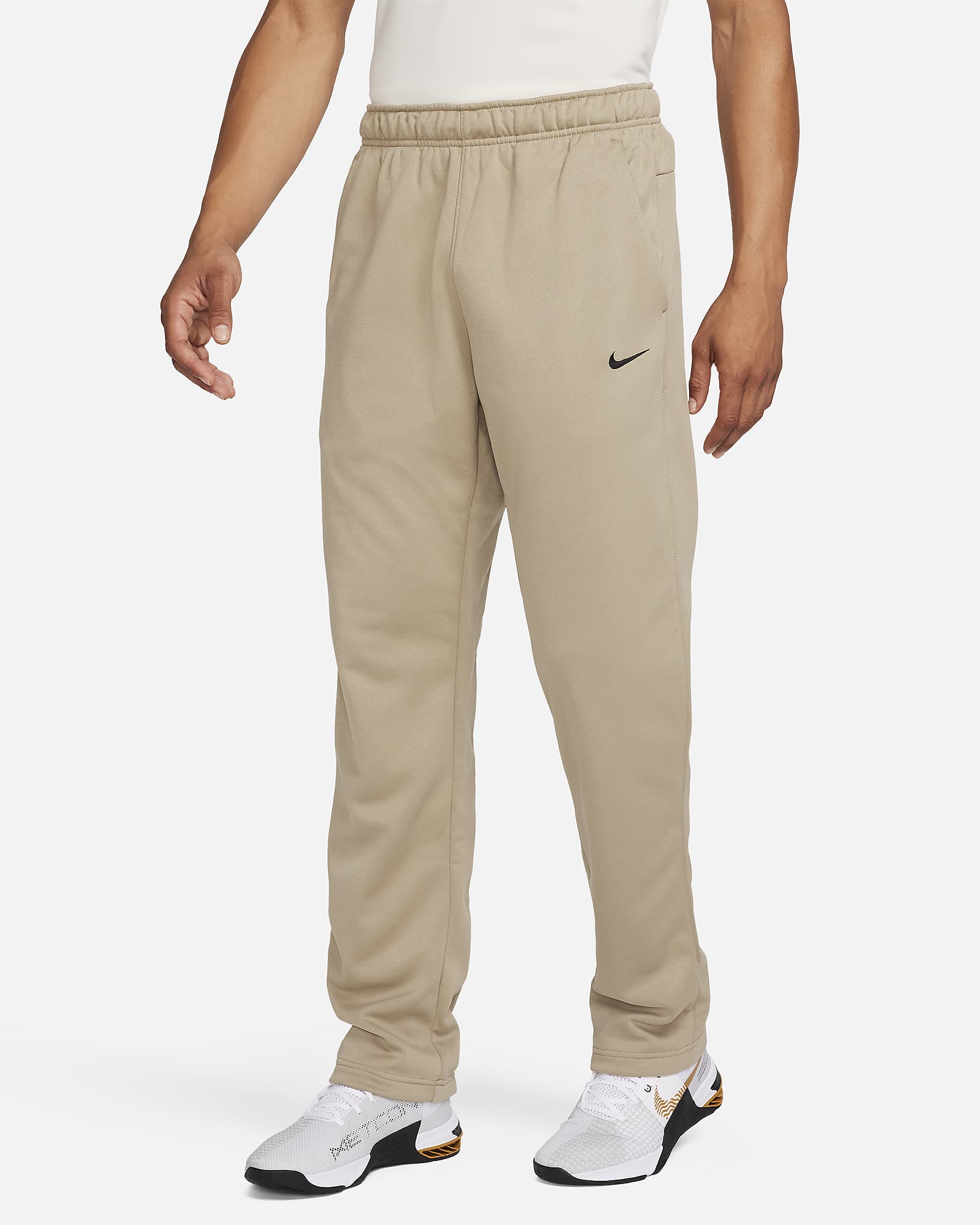 Nike Therma Men's Therma-FIT Open Hem Fitness Pants - Khaki/Khaki/Black