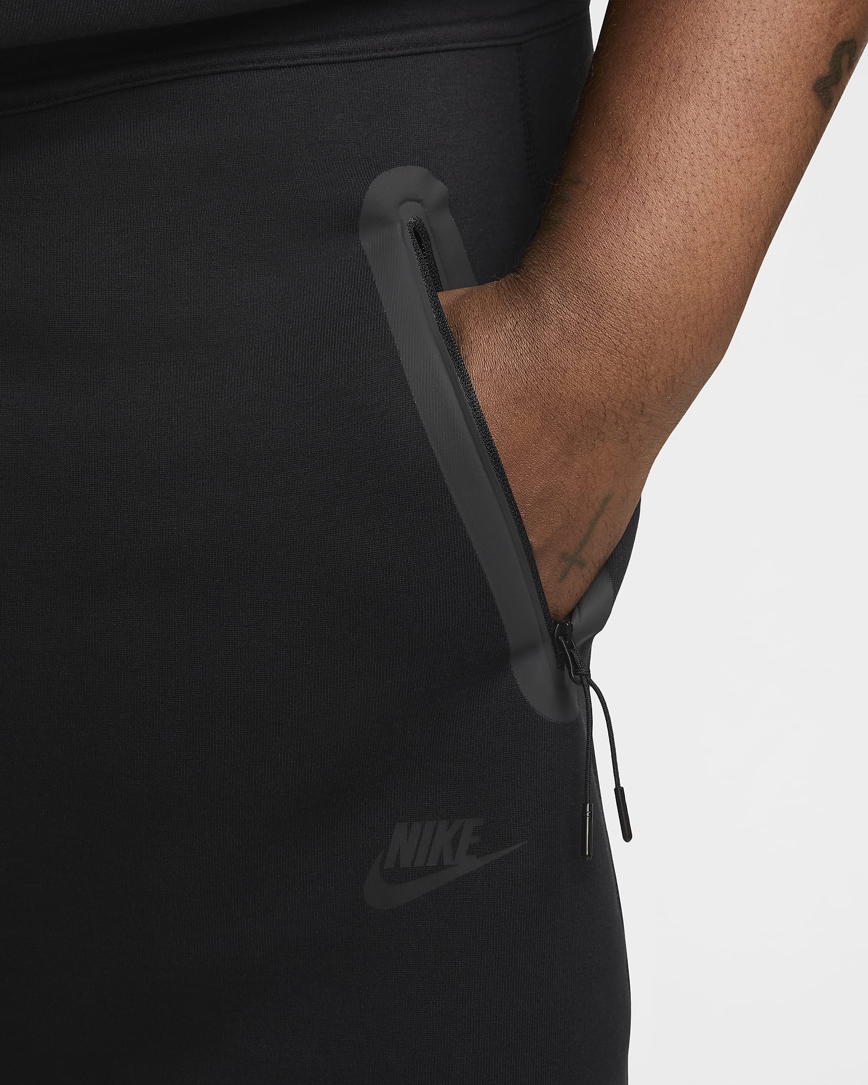 Nike Tech nyitott szegélyű polár férfinadrág - Fekete/Fekete