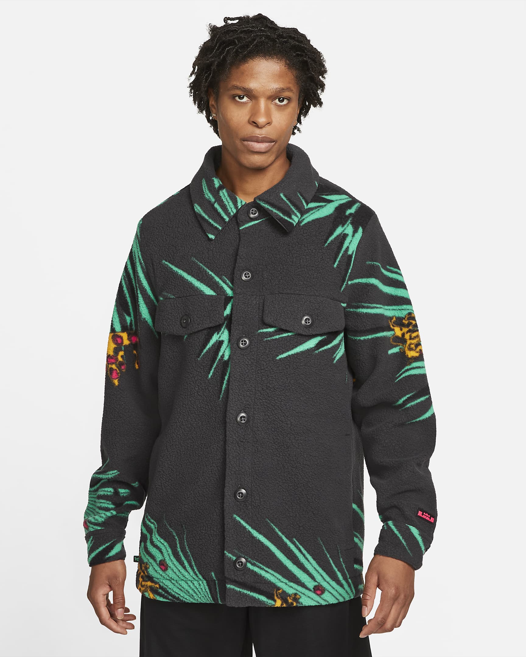 Chamarra abotonada de Sherpa para hombre LeBron - Gris humo oscuro