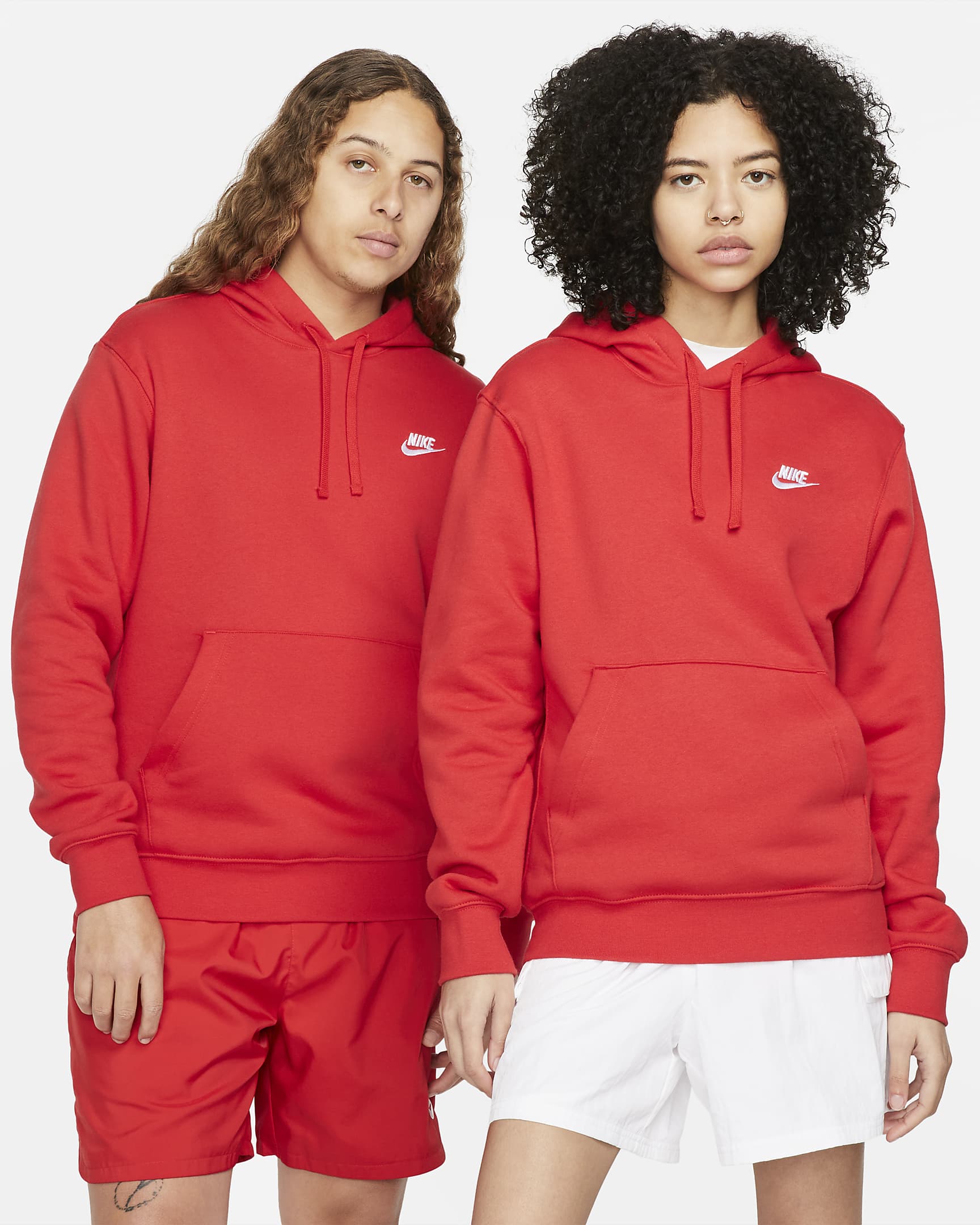 Felpa pullover con cappuccio Nike Sportswear Club Fleece - University Red/University Red/Bianco