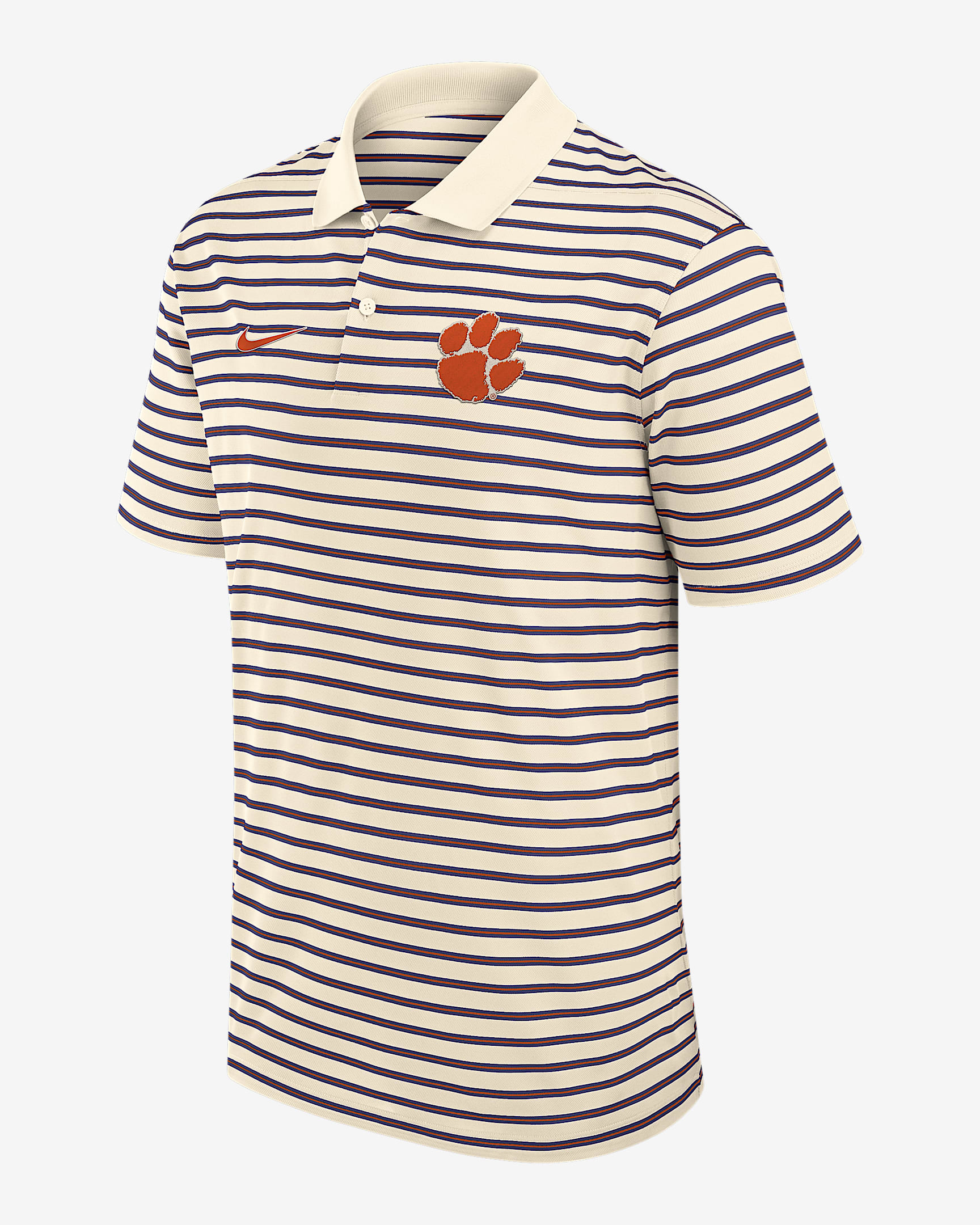 Clemson Striped Men's Nike Dri-FIT College Polo - Tan/Beige
