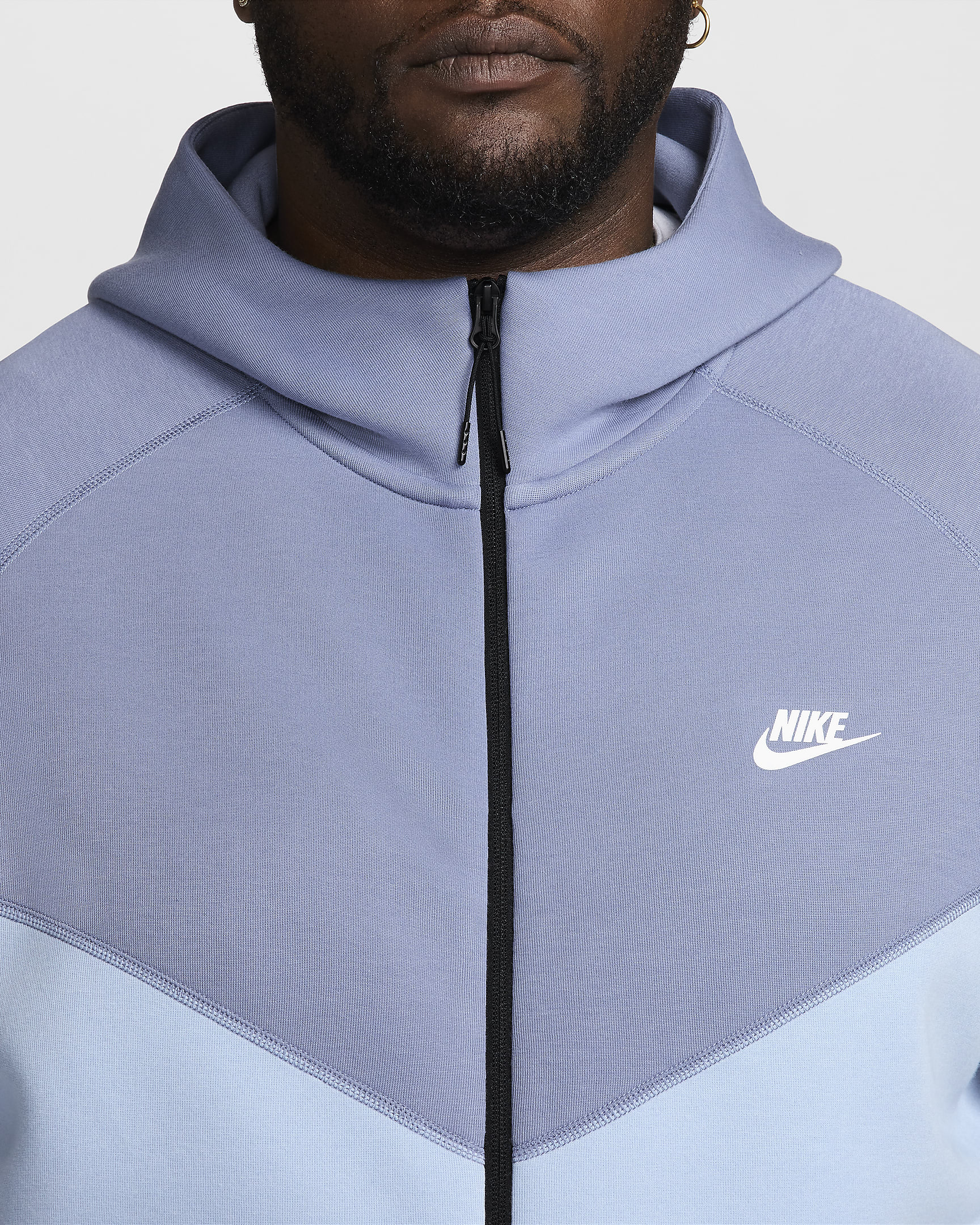 Hoodie com fecho completo Nike Sportswear Tech Fleece Windrunner para homem - Azul Armony claro/Ashen Slate/Branco