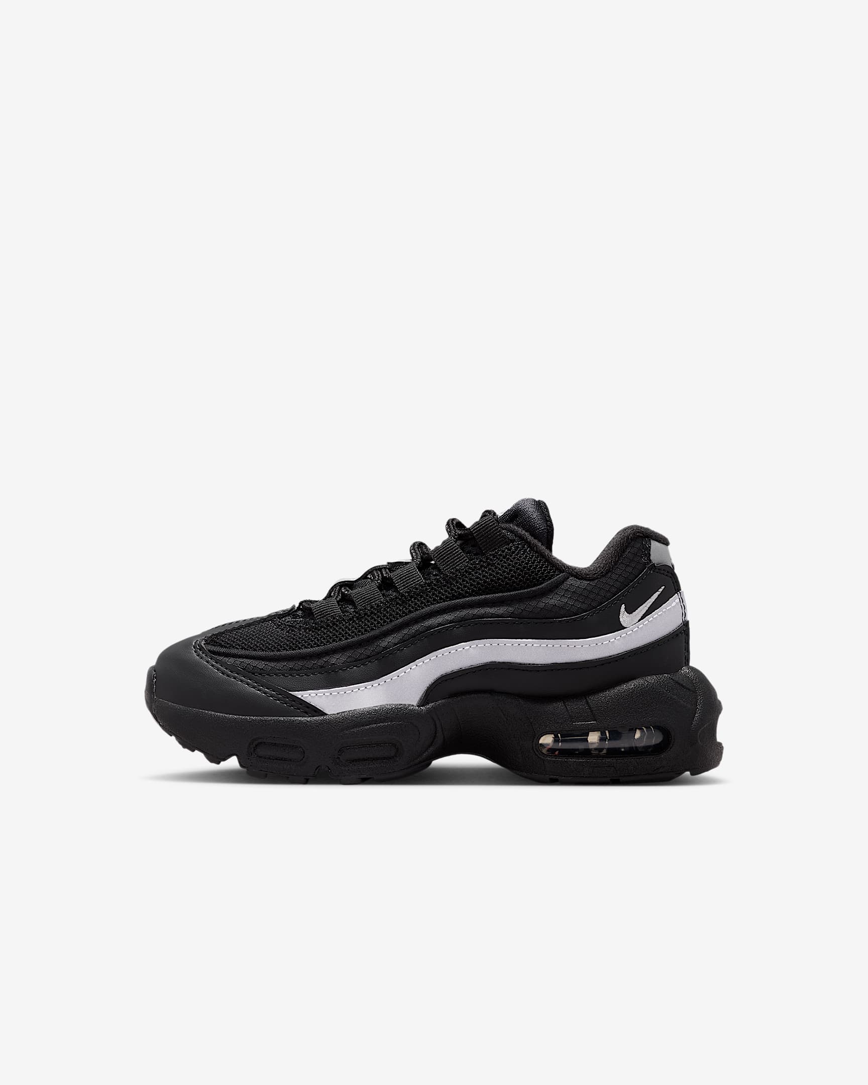 Nike Air Max 95 Recraft Younger Kids' Shoes - Black/Black/White/Metallic Silver