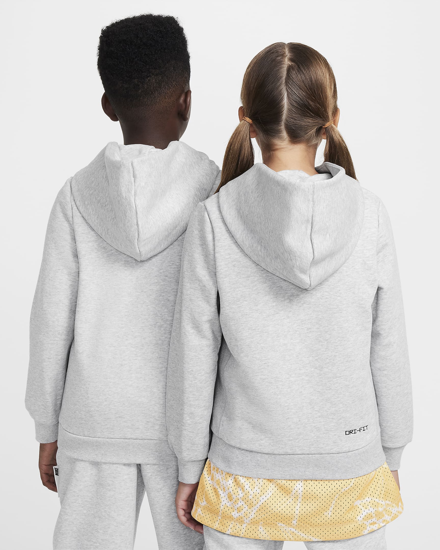 Nike Standard Issue Big Kids' Dri-FIT Fleece Basketball Hoodie - Light Smoke Grey/Heather/Pale Ivory