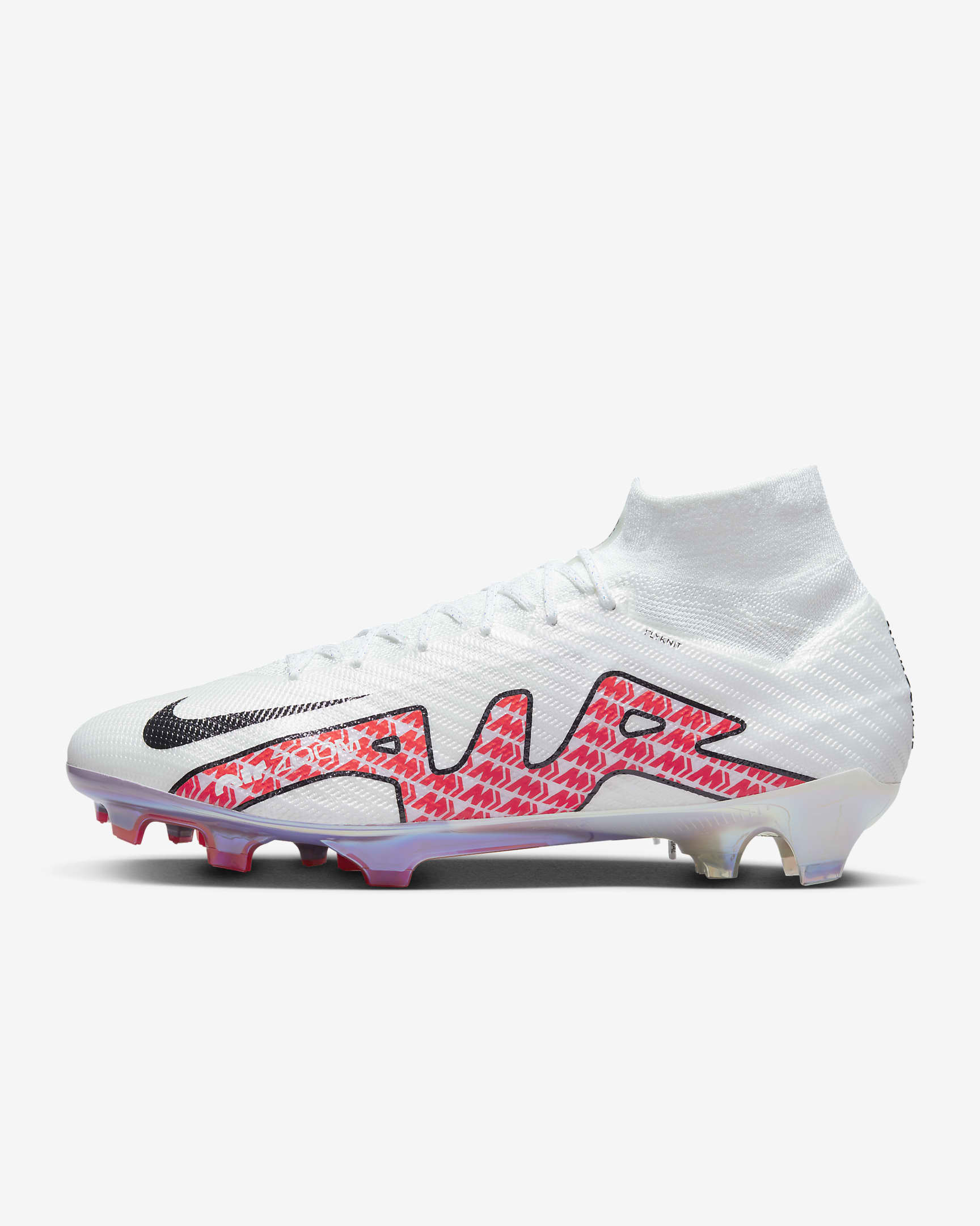 Nike Mercurial Superfly 9 Elite High-Top-Fußballschuh für normalen Rasen - Weiß/Coconut Milk/Bright Crimson/Off Noir