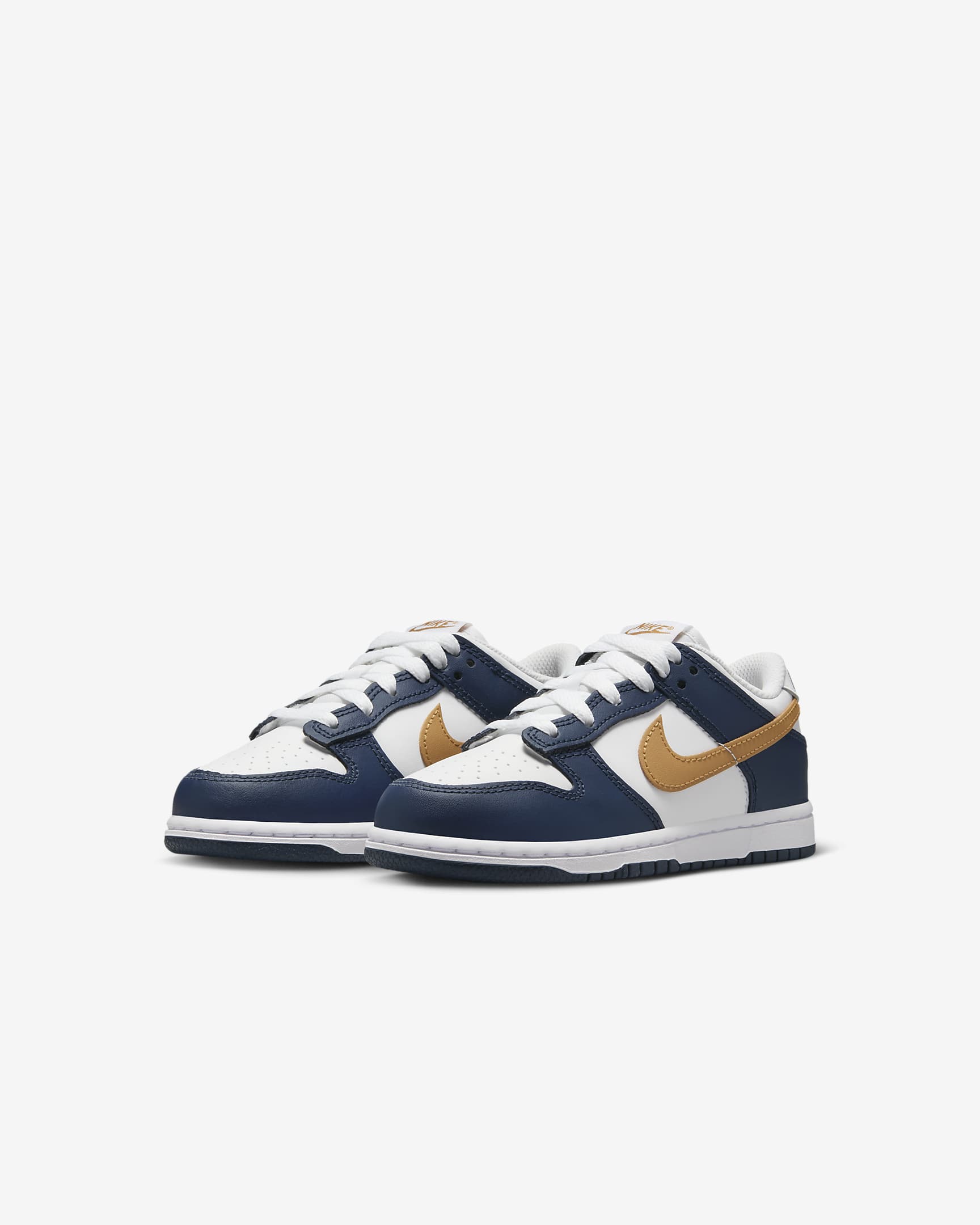 Nike Dunk Low Younger Kids' Shoes - White/Midnight Navy/Wheat