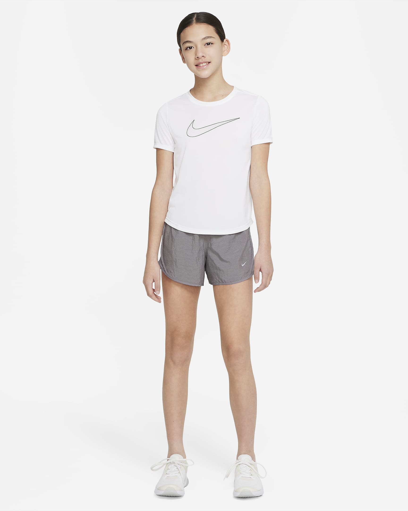 Nike Tempo Big Kids' (Girls') Dri-FIT Running Shorts - Gunsmoke/Heather/Wolf Grey