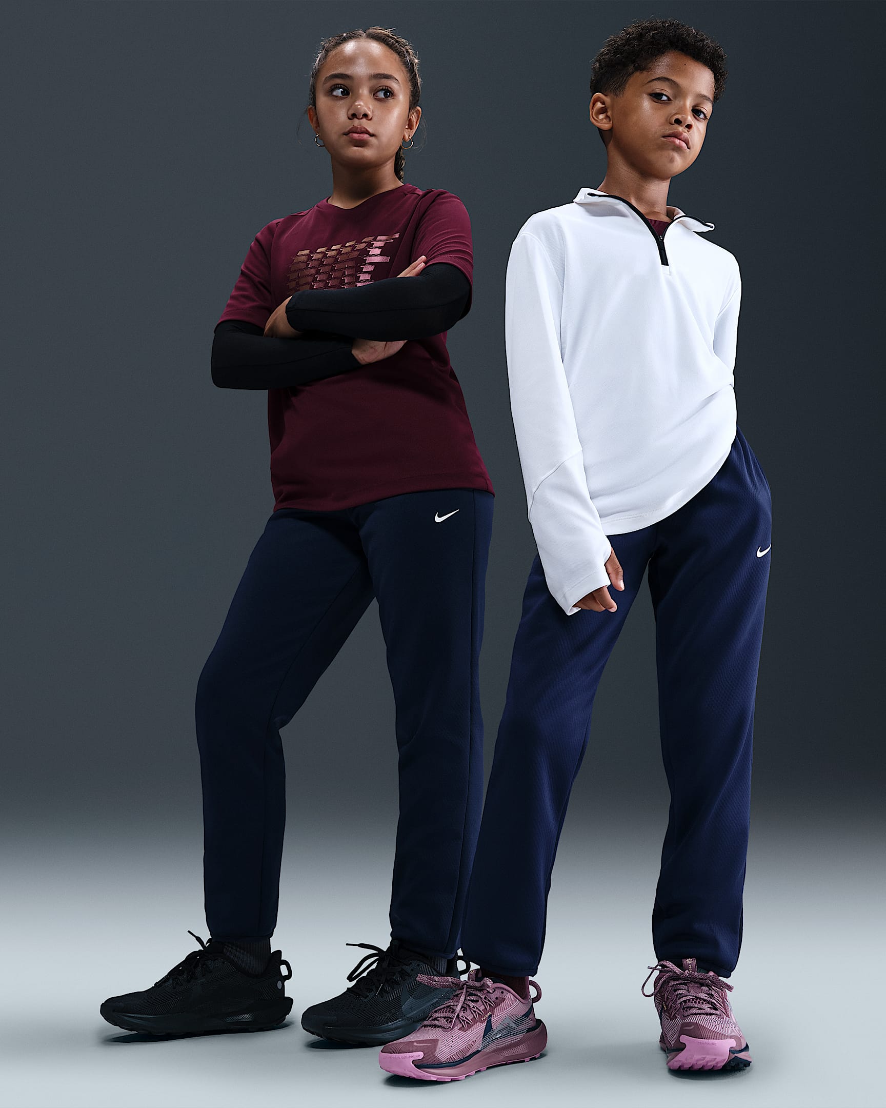 Nike Older Kids' Therma-FIT Winterized Training Trousers - Midnight Navy/Midnight Navy/White