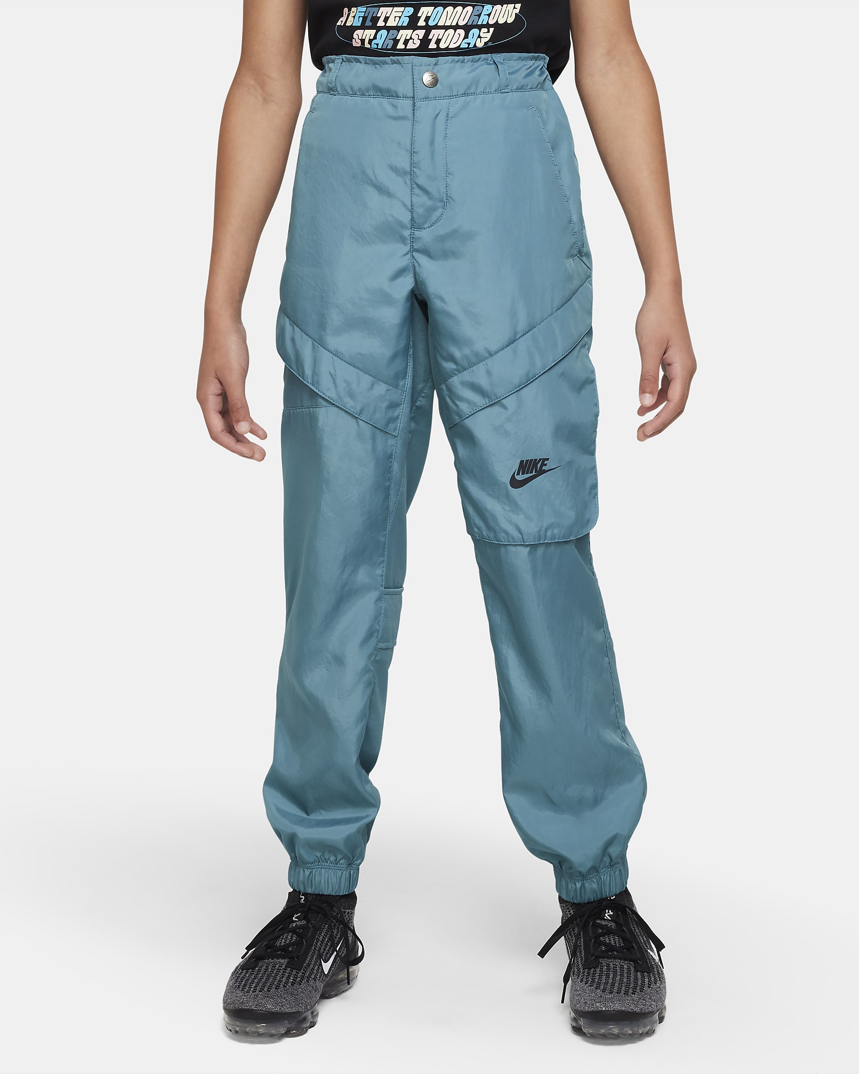 Nike Sportswear Big Kids' (Boys') Woven Utility Pants - Mineral Teal/Black