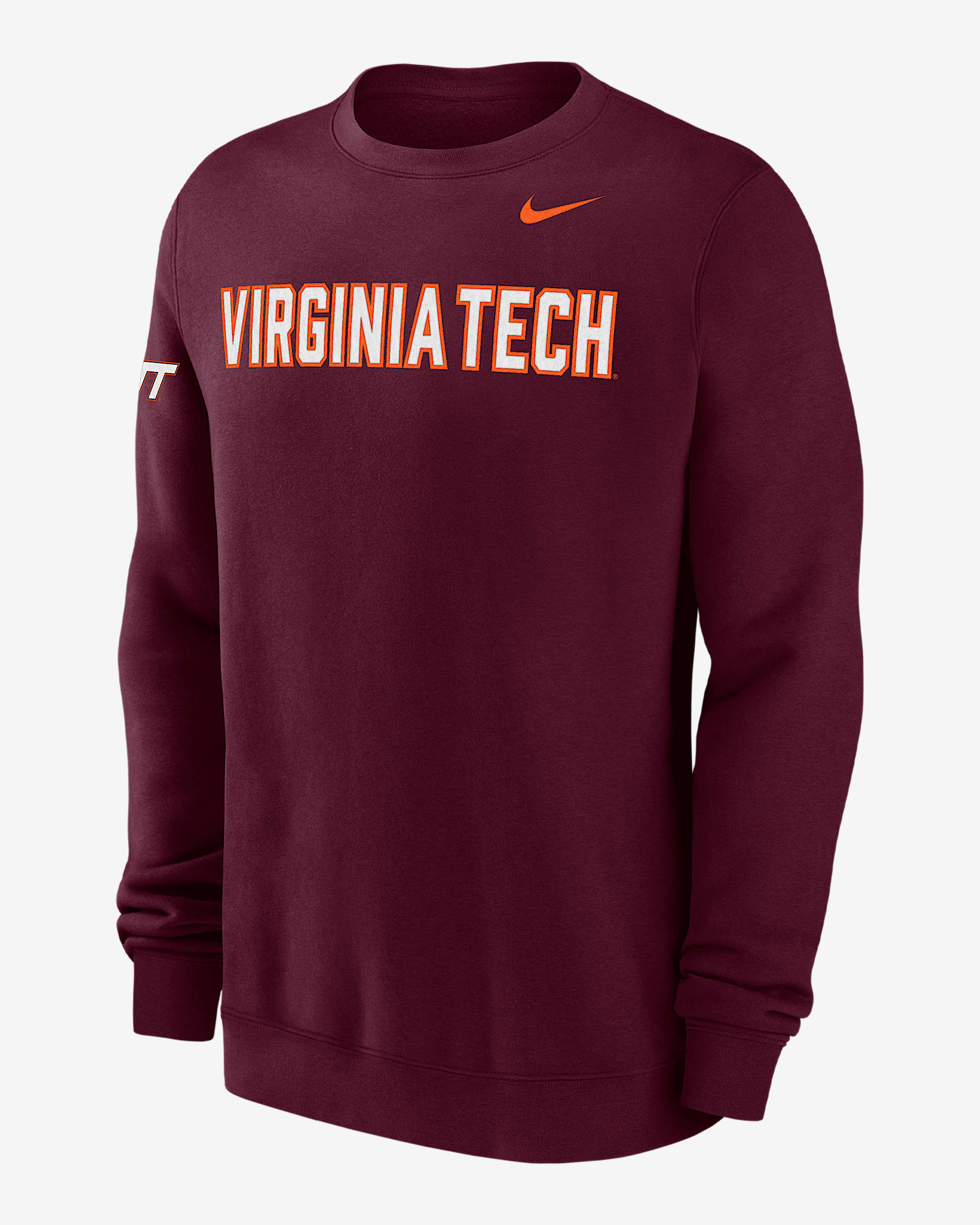 Virginia Tech Club Fleece Men's Nike College Crew-Neck Sweatshirt - Deep Maroon