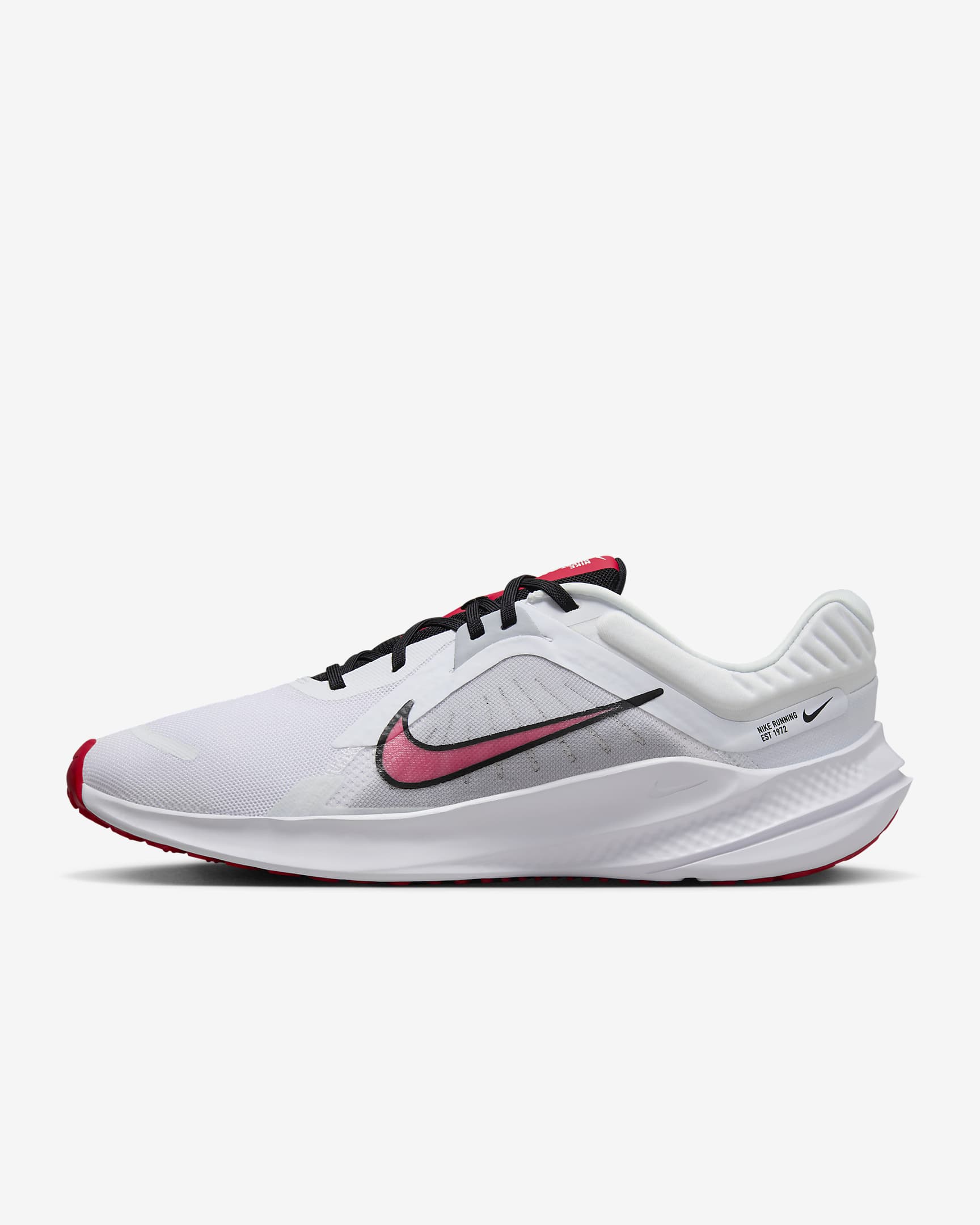 Nike Quest 5 Men's Road Running Shoes - White/Light Smoke Grey/Black/Fire Red