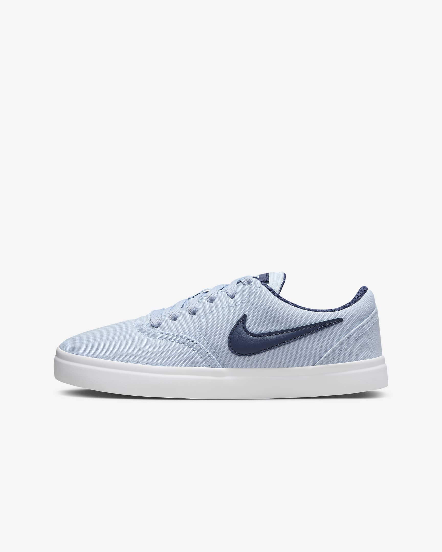 Nike SB Check Canvas Older Kids' Skate Shoes - Light Armoury Blue/White/White/Midnight Navy