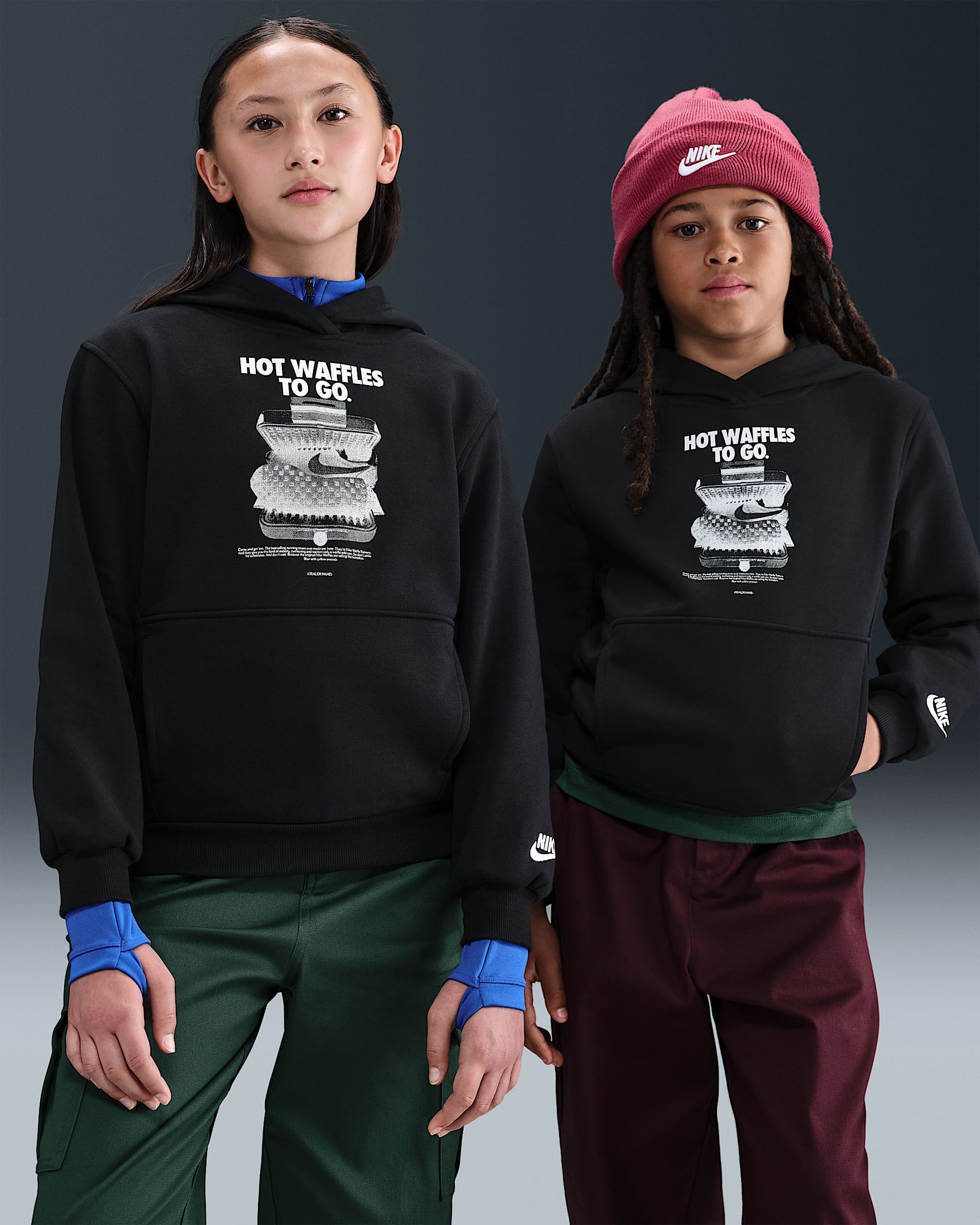 Sudadera con gorro para niños talla grande Nike Sportswear Club Fleece - Negro/Blanco
