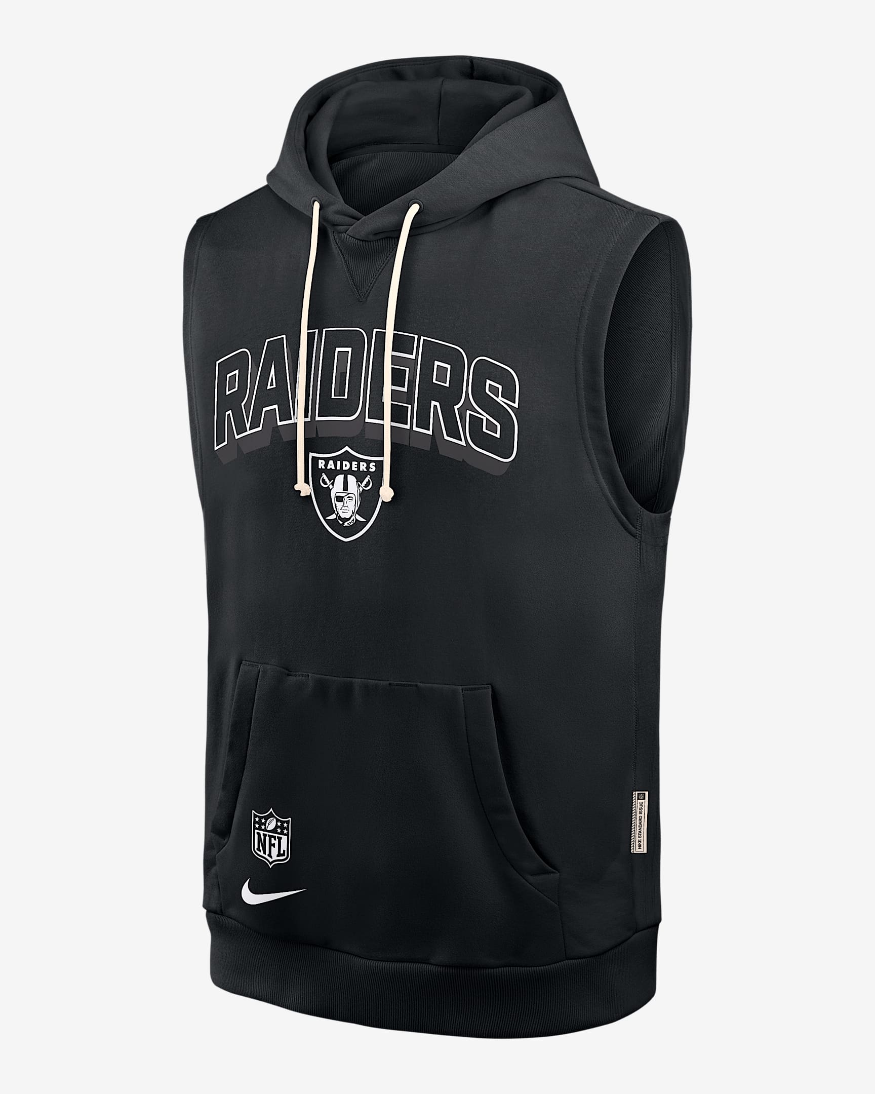 Sudadera con gorro sin cierre sin mangas Nike Dri-FIT de la NFL para hombre Las Vegas Raiders Sideline - Negro