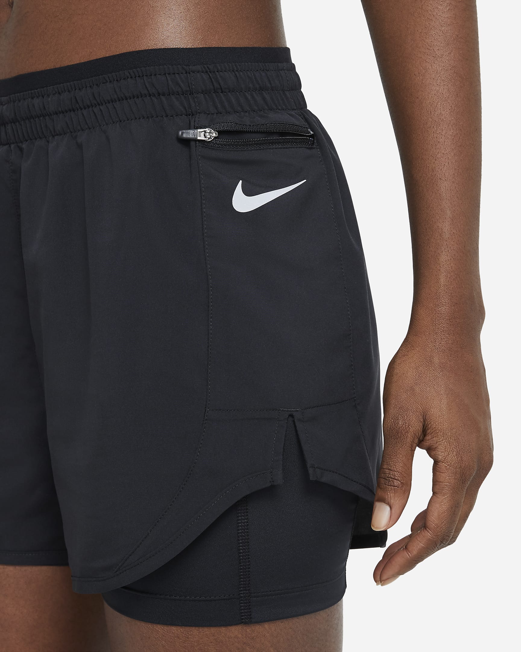 Short de running 2-en-1 Nike Tempo Luxe pour Femme - Noir/Noir