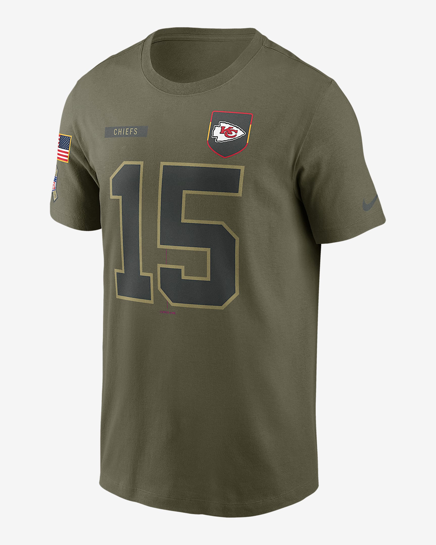 Playera Nike de la NFL para hombre Patrick Mahomes Kansas City Chiefs Salute to Service - Oliva