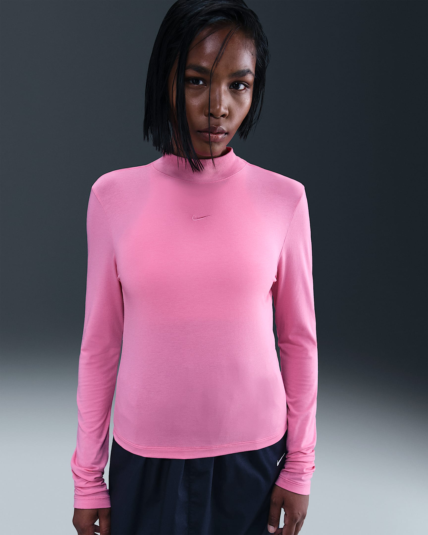 Nike Sportswear Chill Knit Women's Slim Long-Sleeve Mock-Neck T-Shirt - Playful Pink