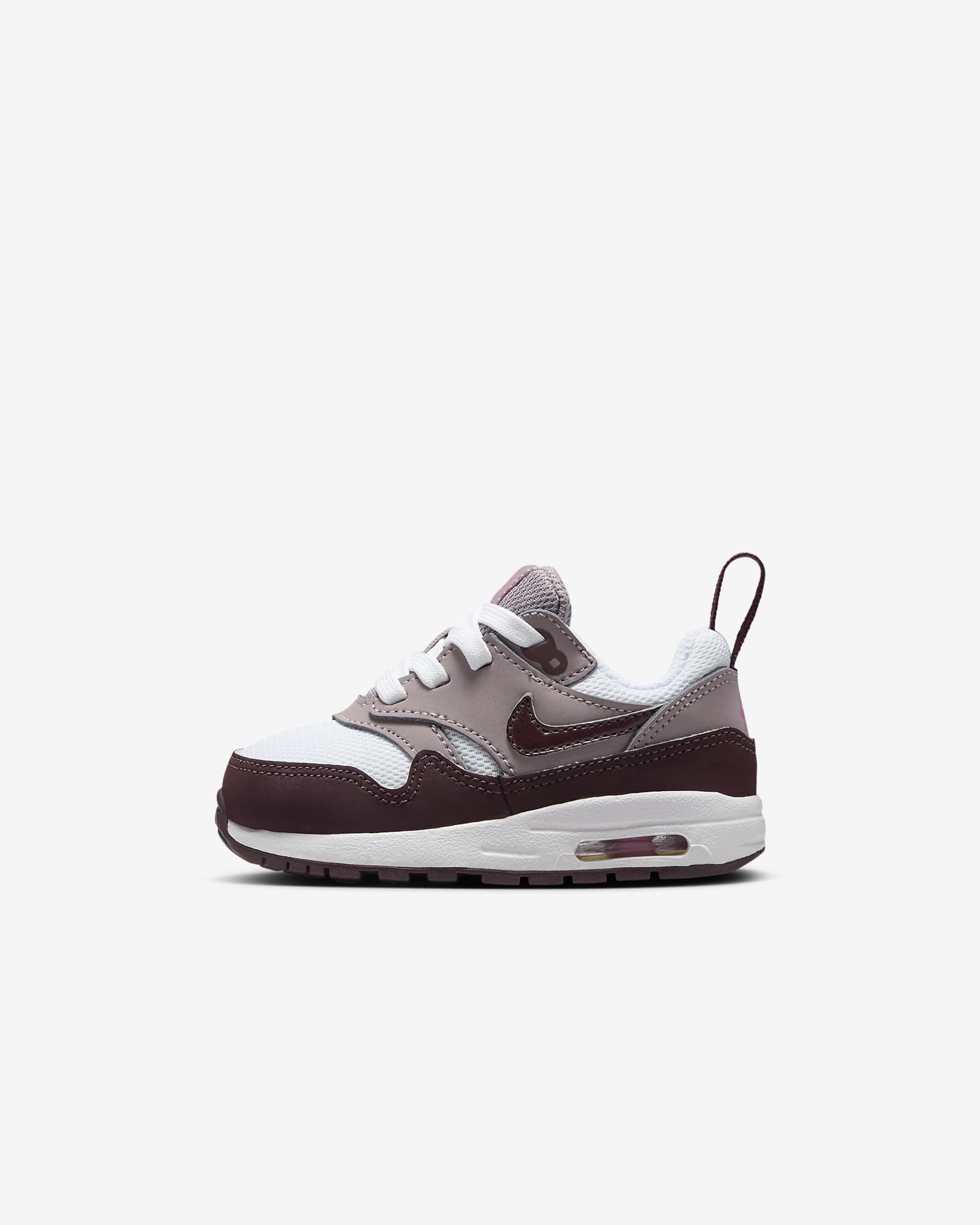 Buty dla niemowląt i maluchów Air Max 1 EasyOn - Biel/Light Violet Ore/Playful Pink/Burgundy Crush