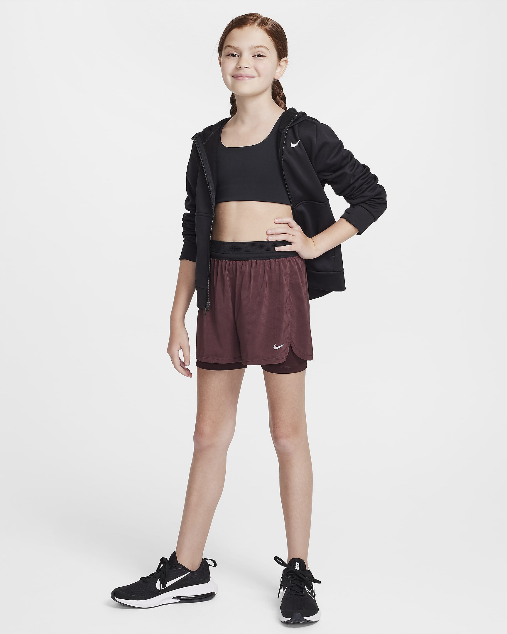 Nike Older Kids' (Girls') Dri-FIT ADV Shorts - Burgundy Crush/Burgundy Crush/Black