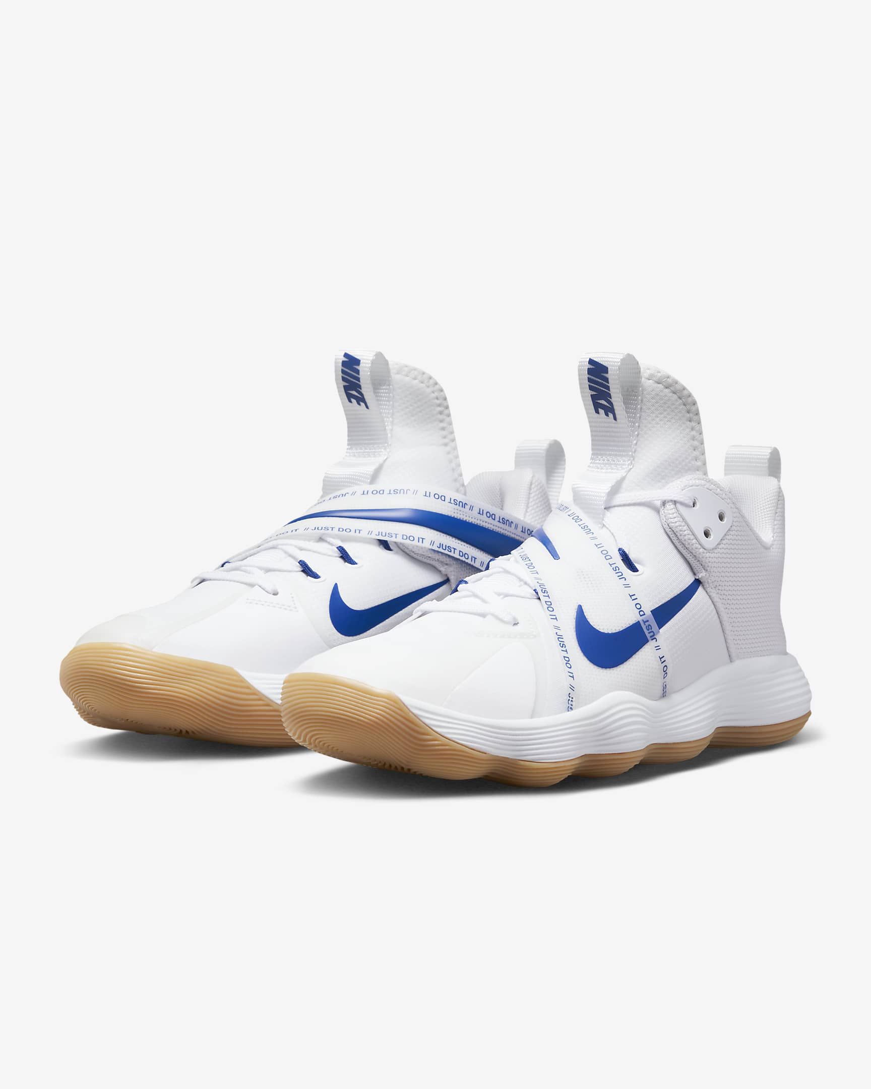 Nike React HyperSet Indoor Court Shoes - White/Gum Light Brown/Game Royal