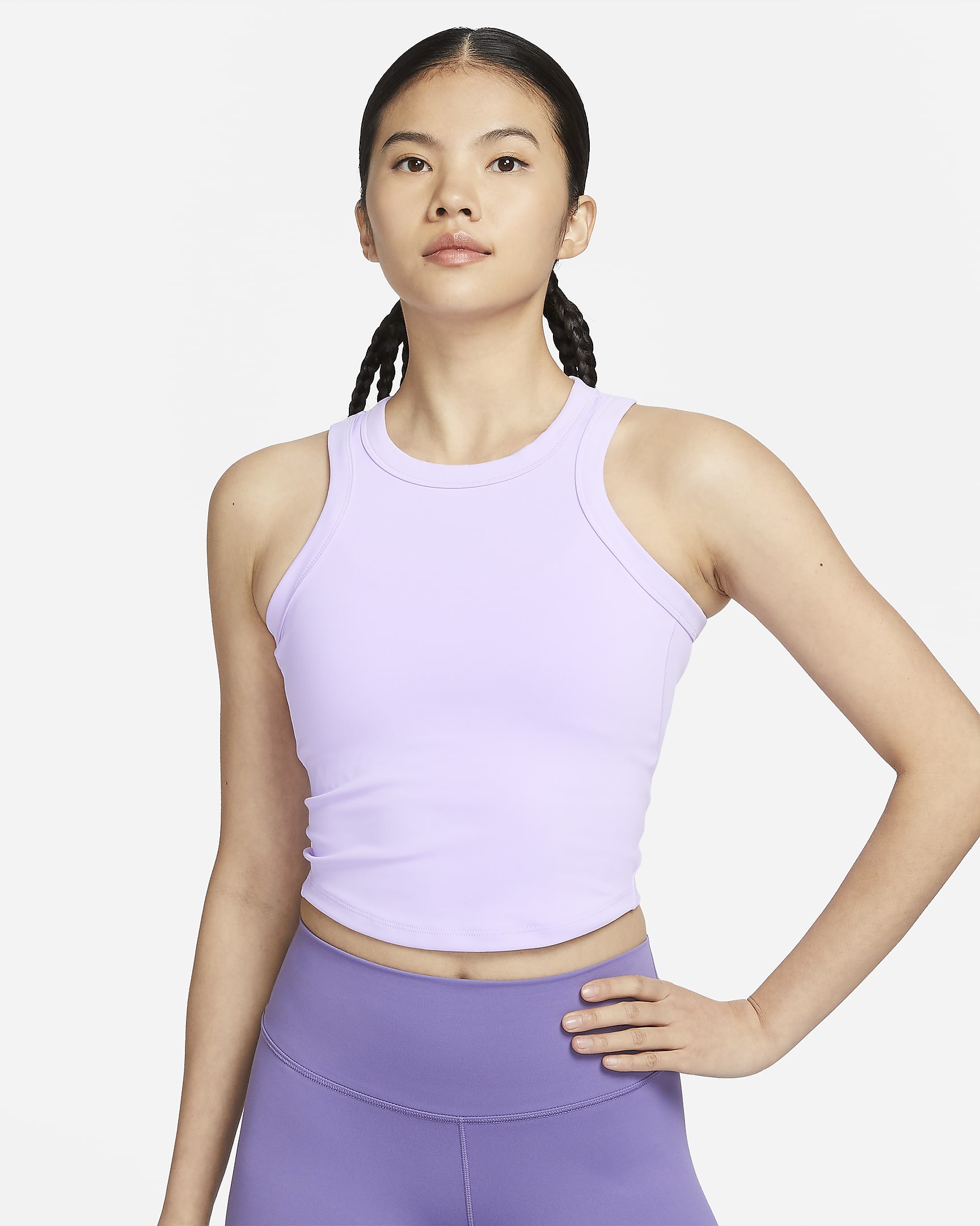 Nike One Fitted Women's Dri-FIT Cropped Tank Top - Lilac Bloom/Black