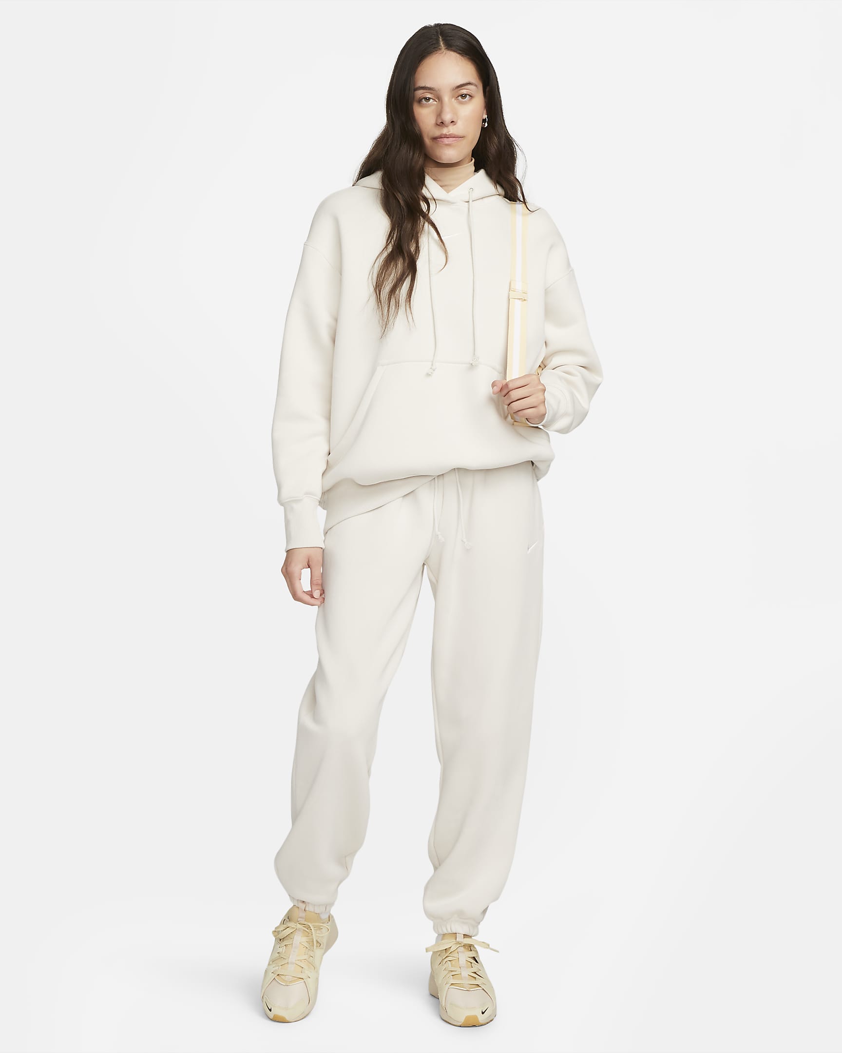 Nike Sportswear Phoenix Fleece Women's High-Waisted Oversized Tracksuit Bottoms - Light Orewood Brown/Sail