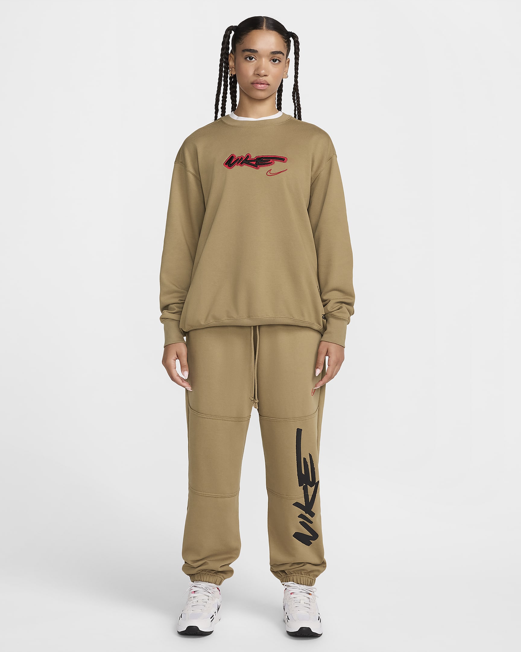 Nike Sportswear Breaking Oversize-French-Terry-Hose mit mittelhohem Bund (Damen) - Dark Driftwood