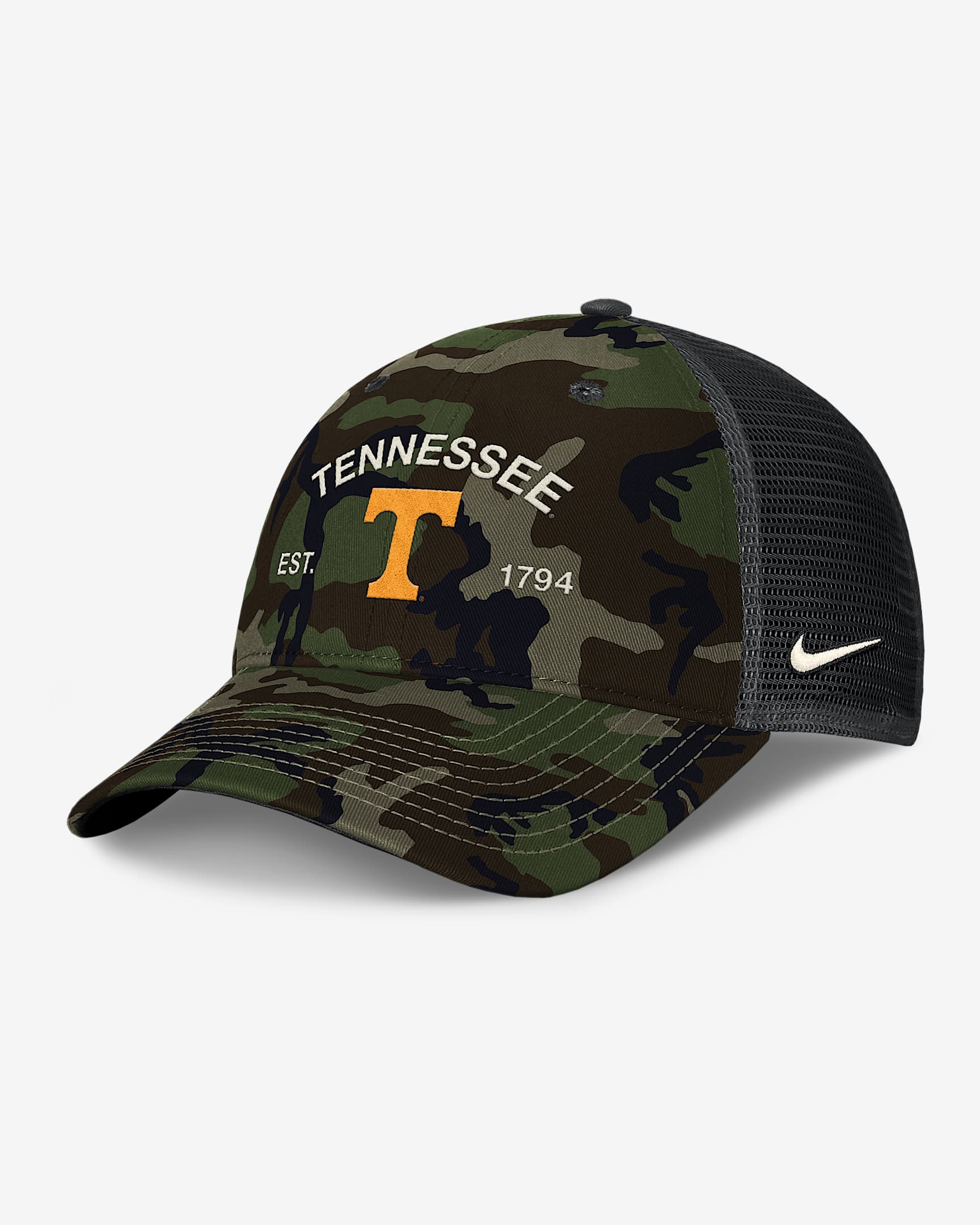 Tennessee 2025 Military Appreciation Rise Men's Nike College Trucker Adjustable Hat - Olive