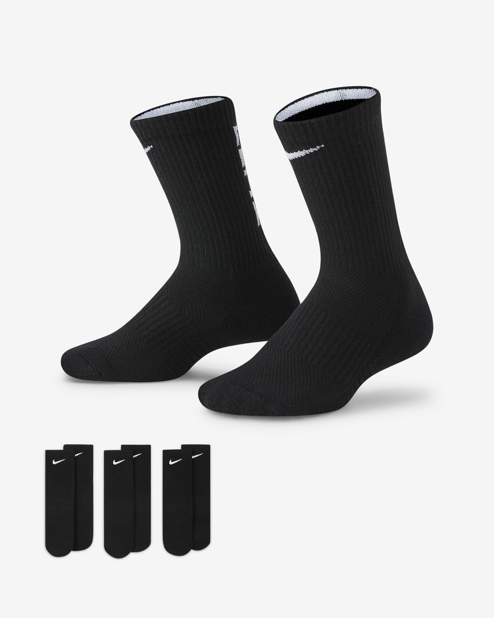 Calcetas para niños pequeños (3 pares) Nike Dri-FIT Elite - Negro