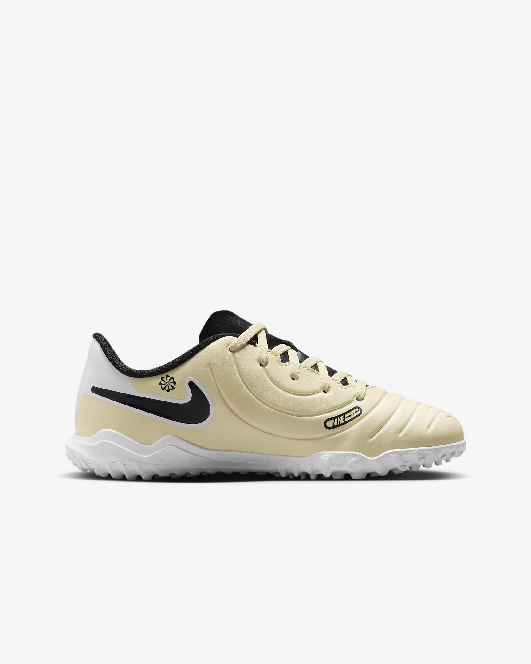 Chaussure de foot basse pour surface synthétique Nike Jr. Tiempo Legend 10 Club pour enfant/ado - Lemonade/Metallic Gold Coin/Noir