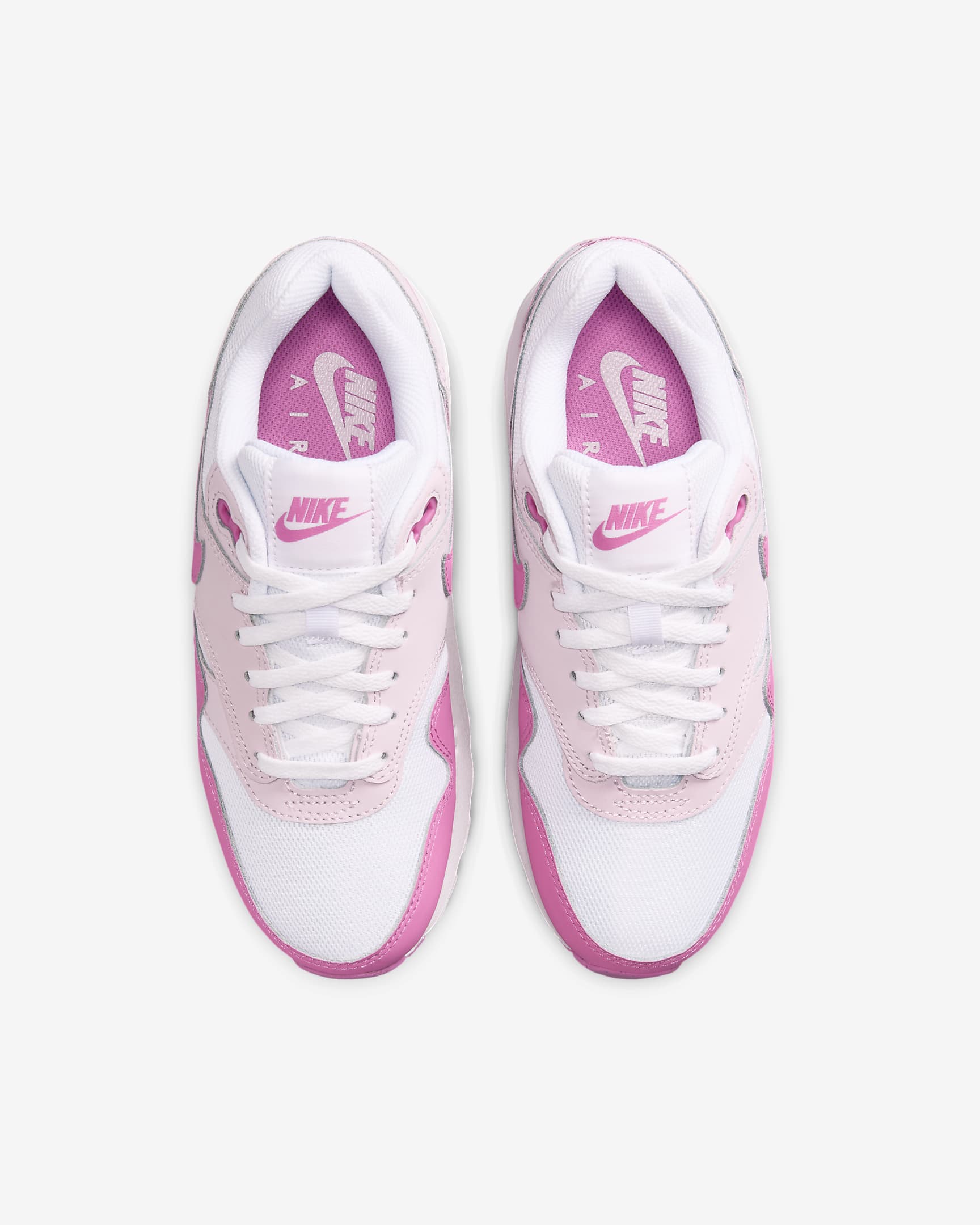 Nike Air Max 1 Older Kids' Shoes - White/Pink Foam/Playful Pink